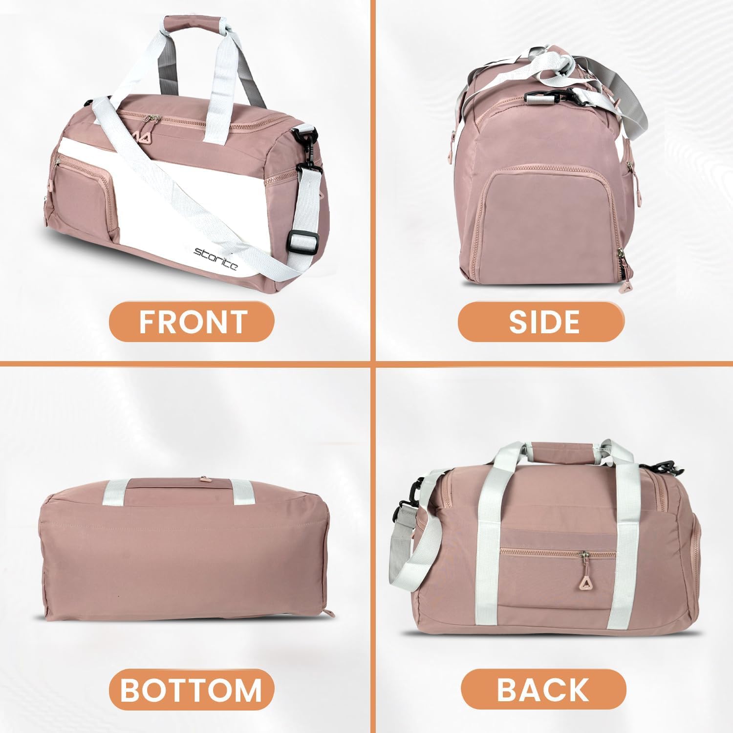Storite Nylon 48.5 cms Travel Duffle Bag for Women Muti- Pocket Sports Shoulder Duffel Bag with Wet Pocket & Shoe Compartment Weekender Overnight Travel Luggage Garment Bag, Deep Pink, Style -2