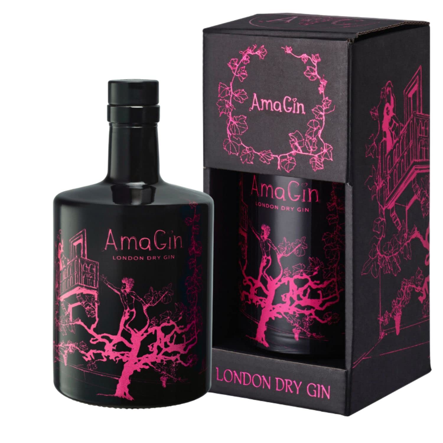 AmaGin London Dry – Gin 500ml da Distillazione Uve Corvina e Rondinella (Amarone della Valpolicella DOCG) – Con Confezione – 45% Vol – Made in Italy – Prodotto Artigianale – London Dry Gin - Premium