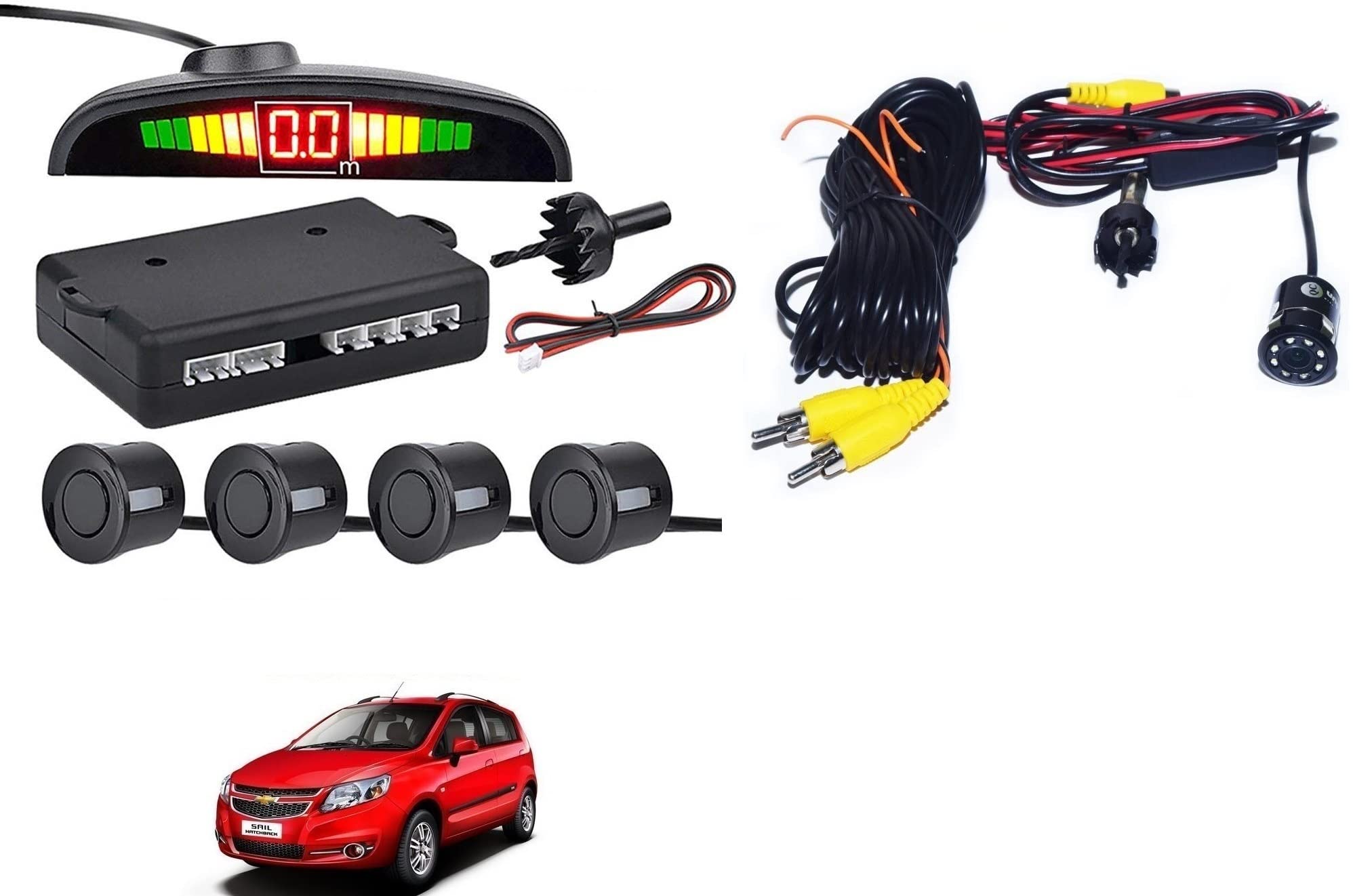 Auto Addict CAR Reverse Parking System Combo Black Parking Sensor with Reverse Parking Camera for Chevrolet Sail Hatchback-image-12