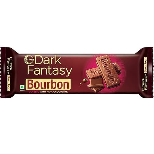 Sunfeast Dark Fantasy Bourbon, Classic Biscuit Made With Real Chocolate, 111g