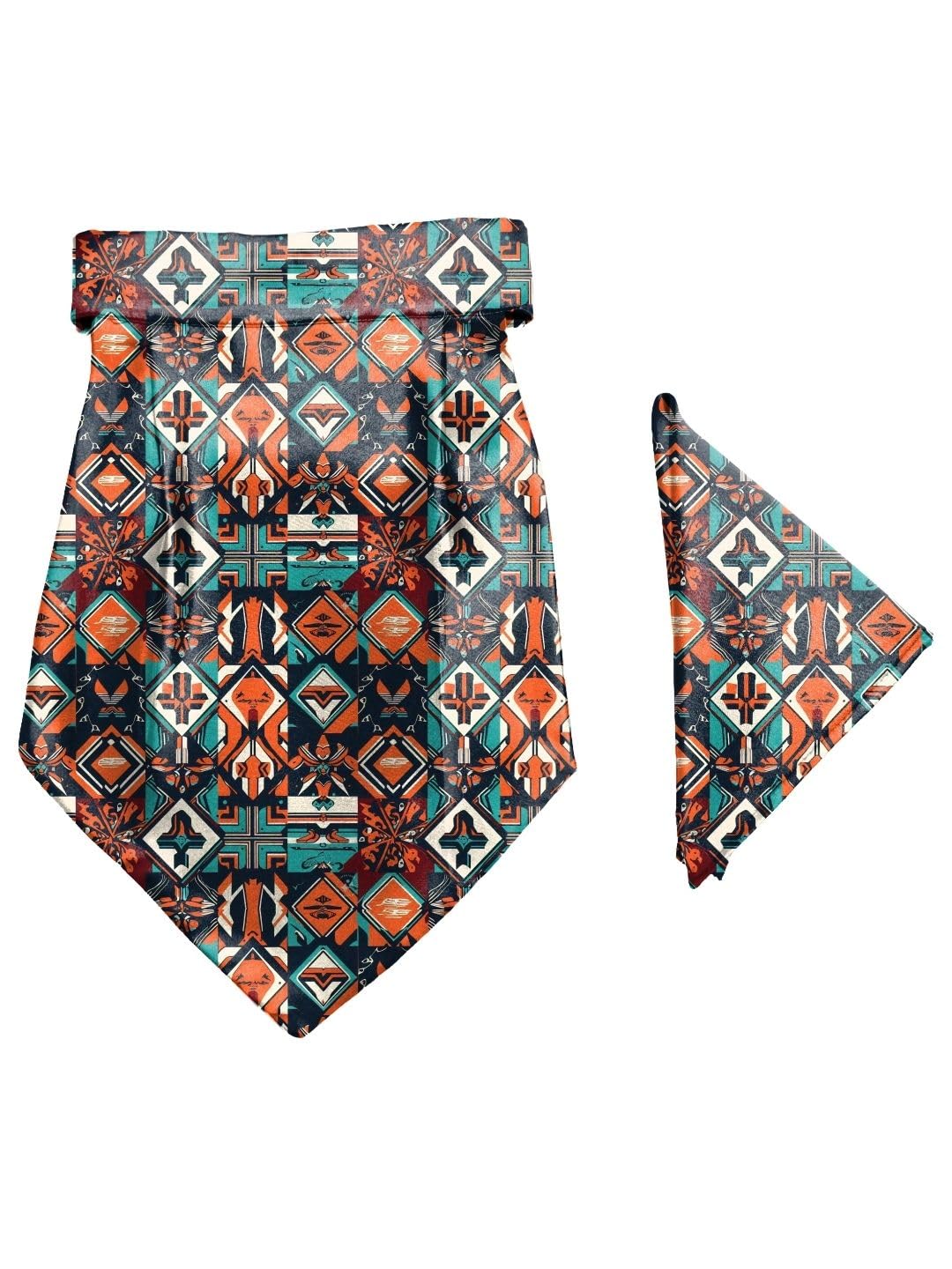 blacksmith Terracotta Tiles Printed Cravat and Macthing Pocket Square for Men-picture-33