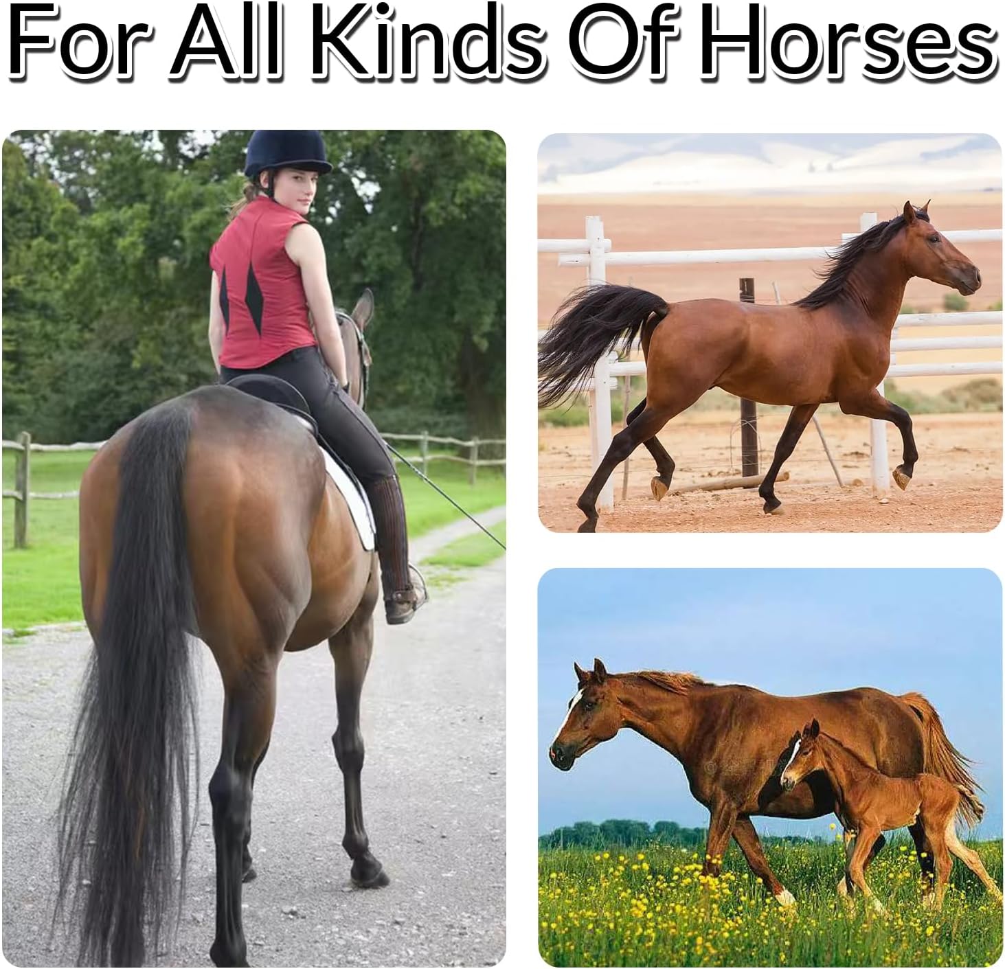 40 IN Long 1 LB Horse Tail Extensions with Natural Loop Top & Blunt Cut Bottom (Jet Black)