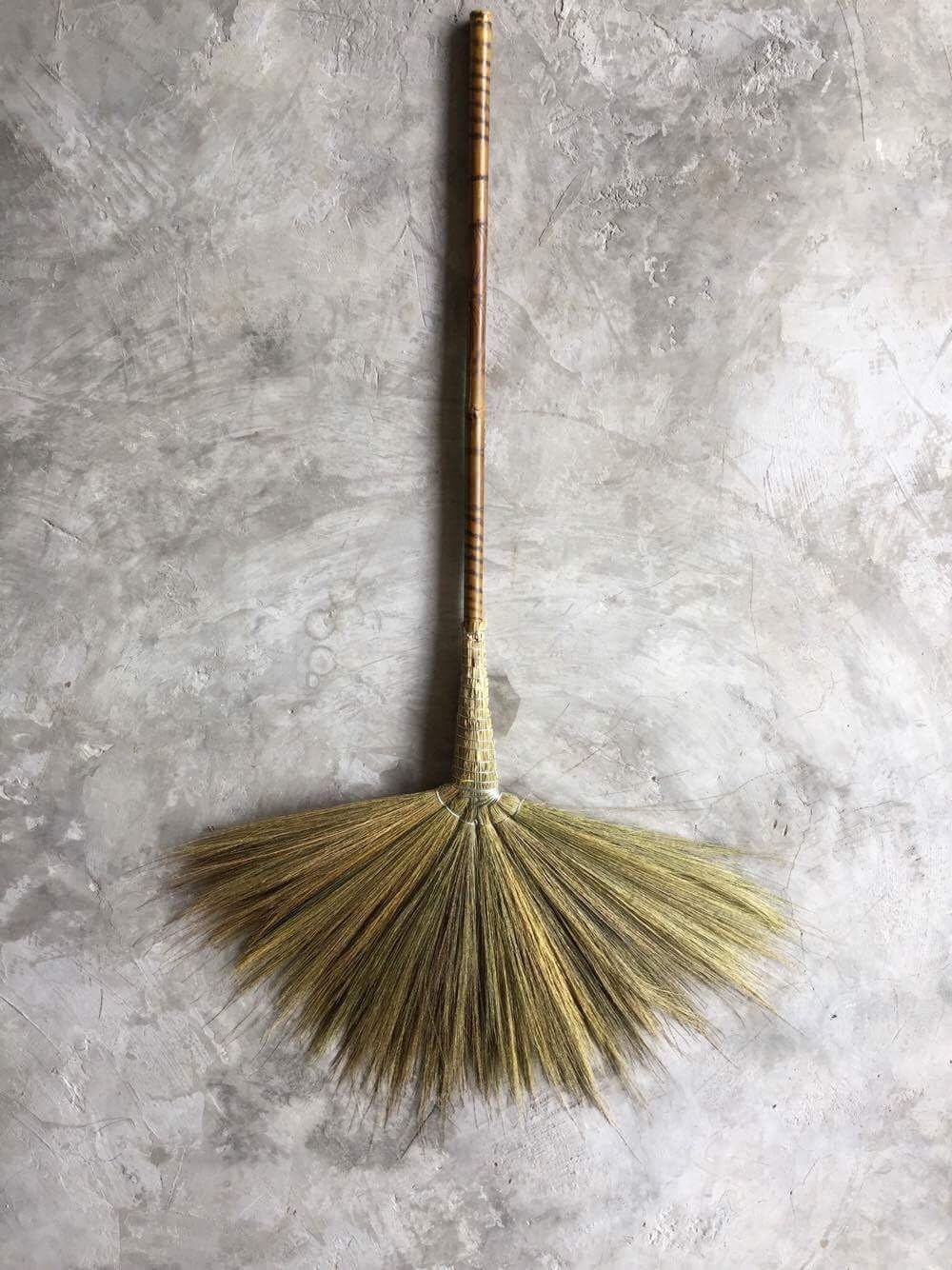 1 set (2 pcs) Short Flower Broom Soft Grass Broom Bamboo