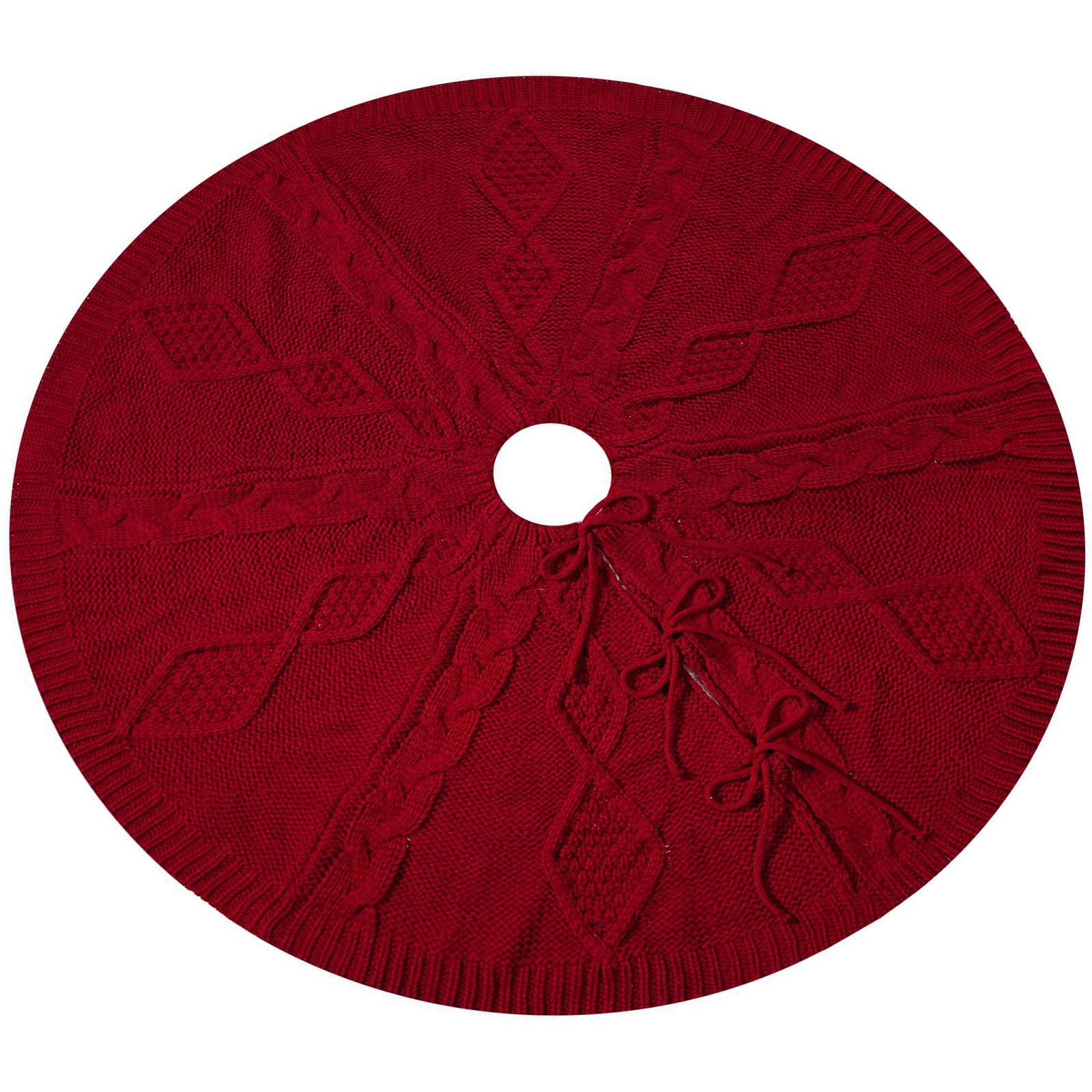 Jupe de sapin de Noël 91,4 cm 122 cm Tapis de sapin de Noël tricoté pour décorations de fête de vacances