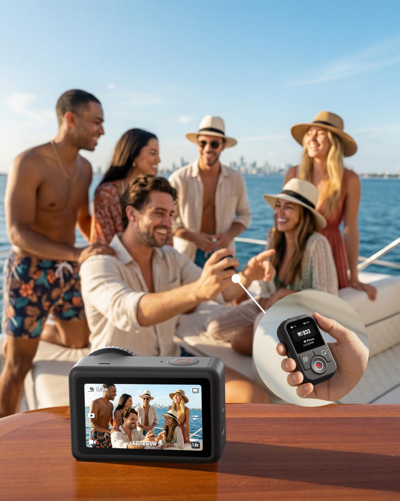 TELESIN Telecomando Bluetooth T13 per DJI Osmo Action 6/5 Pro/4 e Osmo 360, telecomando wireless per fotocamera HD a colori, 60 m di distanza, impermeabile, batteria 8H, controllo time-lapse video