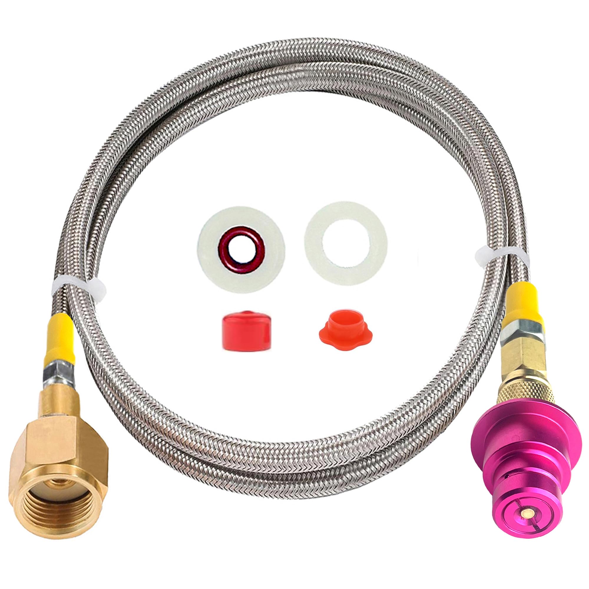 CGA320 CO2 Adapter Schlauch Für Soda Maschinen – 60 Zoll Edelstahlschlauch, Kompatibel Mit Duo/Art/Terra/Gaia/AQUA FIZZ