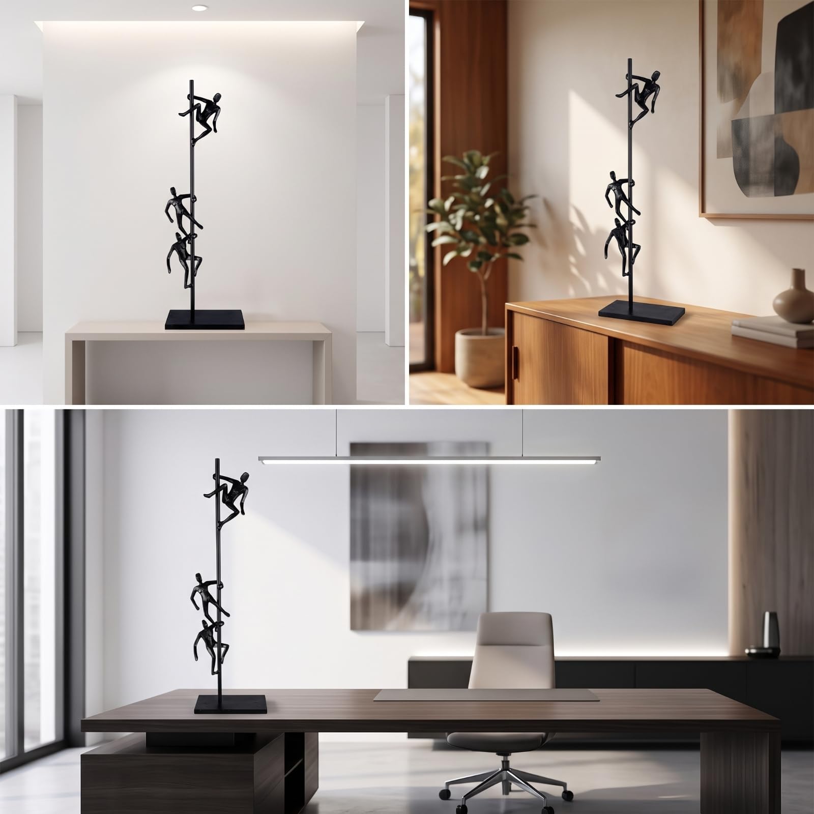Escultura Figuras Antropomorfas Negra Escultura Conceptual Abstracto Estatua con Base Rectangular para Recibidor