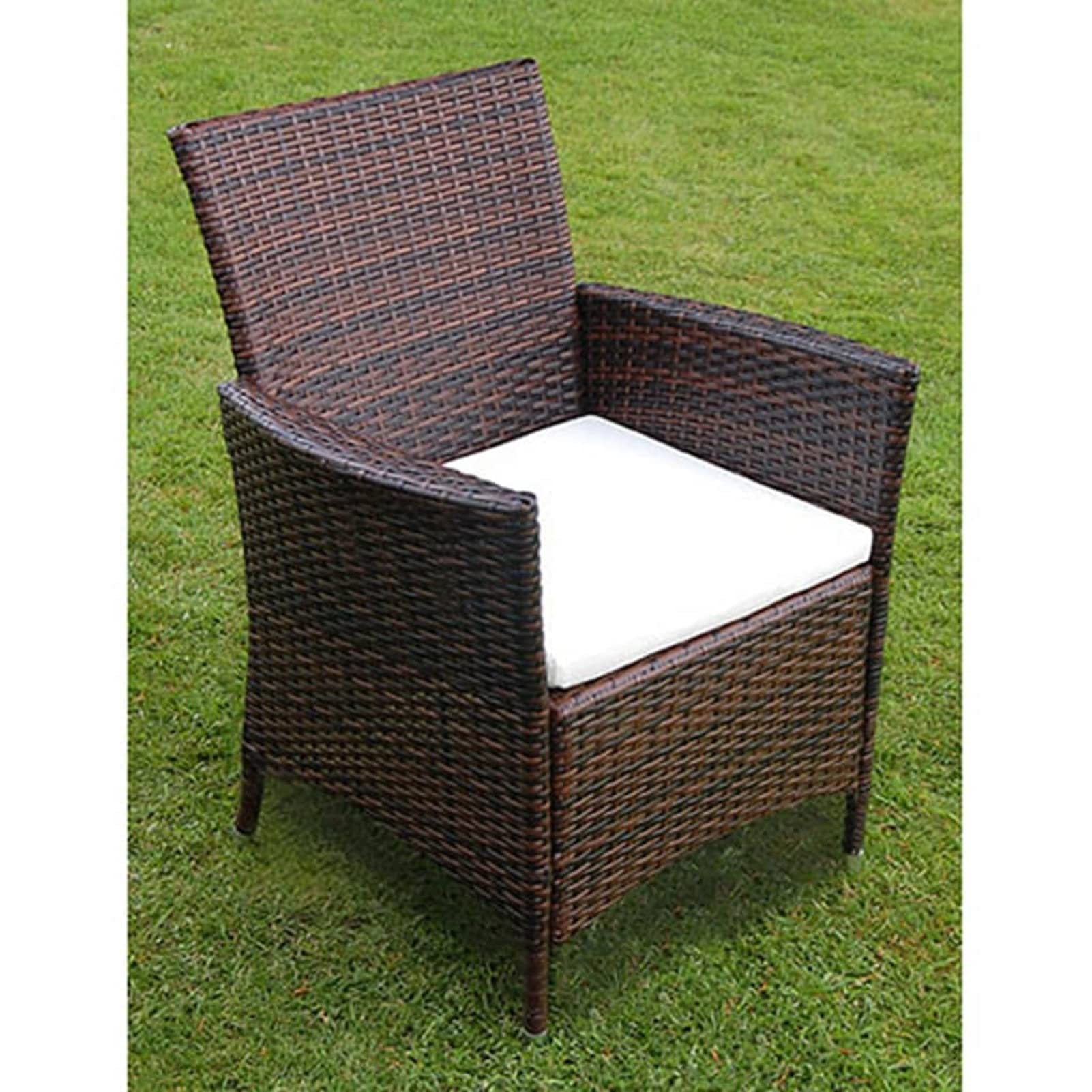 Homgoday Juego de muebles de jardín con cojines, mesa de jardín con sillas, muebles de jardín, muebles de jardín, balcón, terraza, poliratán, marrón