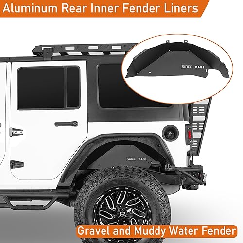 Miniatura 2 de Hooke Road Revestimiento interior de aluminio para guardabarros interior para Jeep Wrangler JK 2007-2018 y Unlimited 24 puertas, 2 fundas ligeras