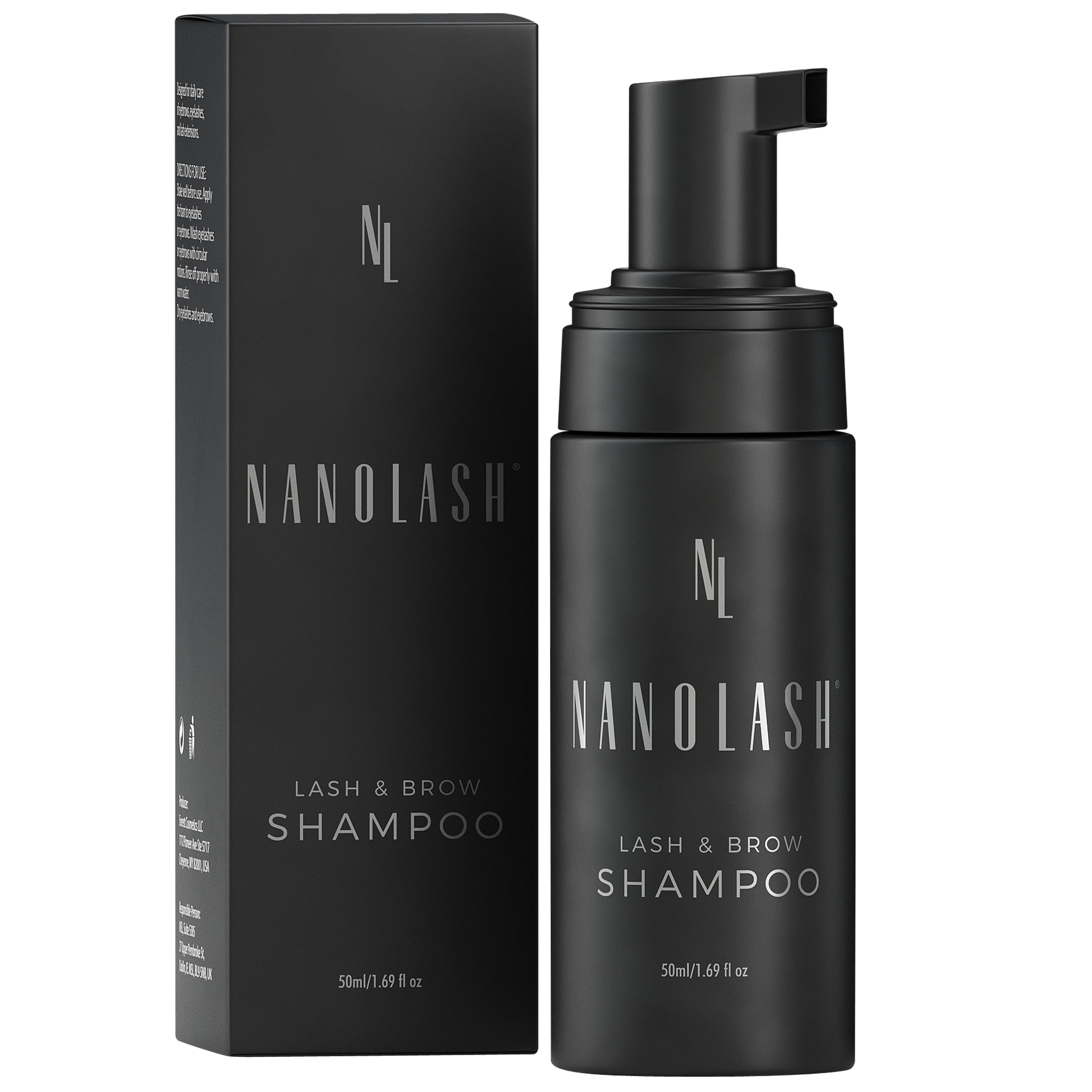 Shampoo per ciglia e sopracciglia Nanolash 50 ml - shampoo detergente per ciglia e sopracciglia, schiuma lavante ciglia e sopracciglia, shampoo extension ciglia