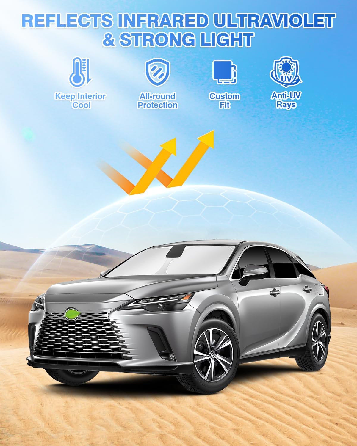 Sunshades for 2023-2025 2026 Lexus RX Accessories Windshield Sun Shade Side Rear Window Shade Cover Sun Visor Shield Privacy Protection for Camping Keep Vehicle Cool Black 8PCS