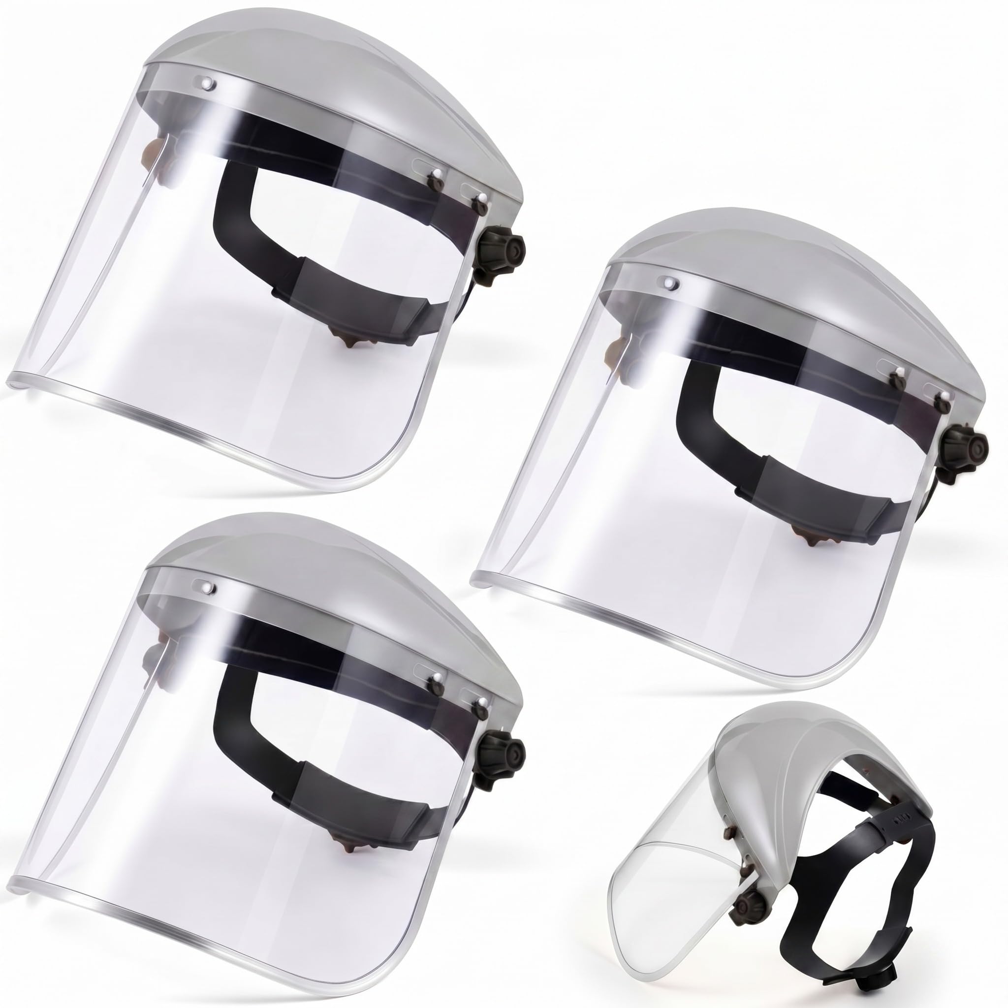 Copkim 3 Pack Safety Face Mask Shield for Grinding Clear Full Face Impact Resistant Safety PET Full Impact Resistant Mask Shield for Work Construction