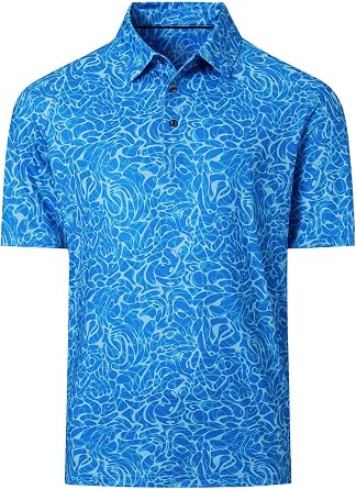 Mens Golf Shirts Short Sleeve Dry Fit Printed Polo