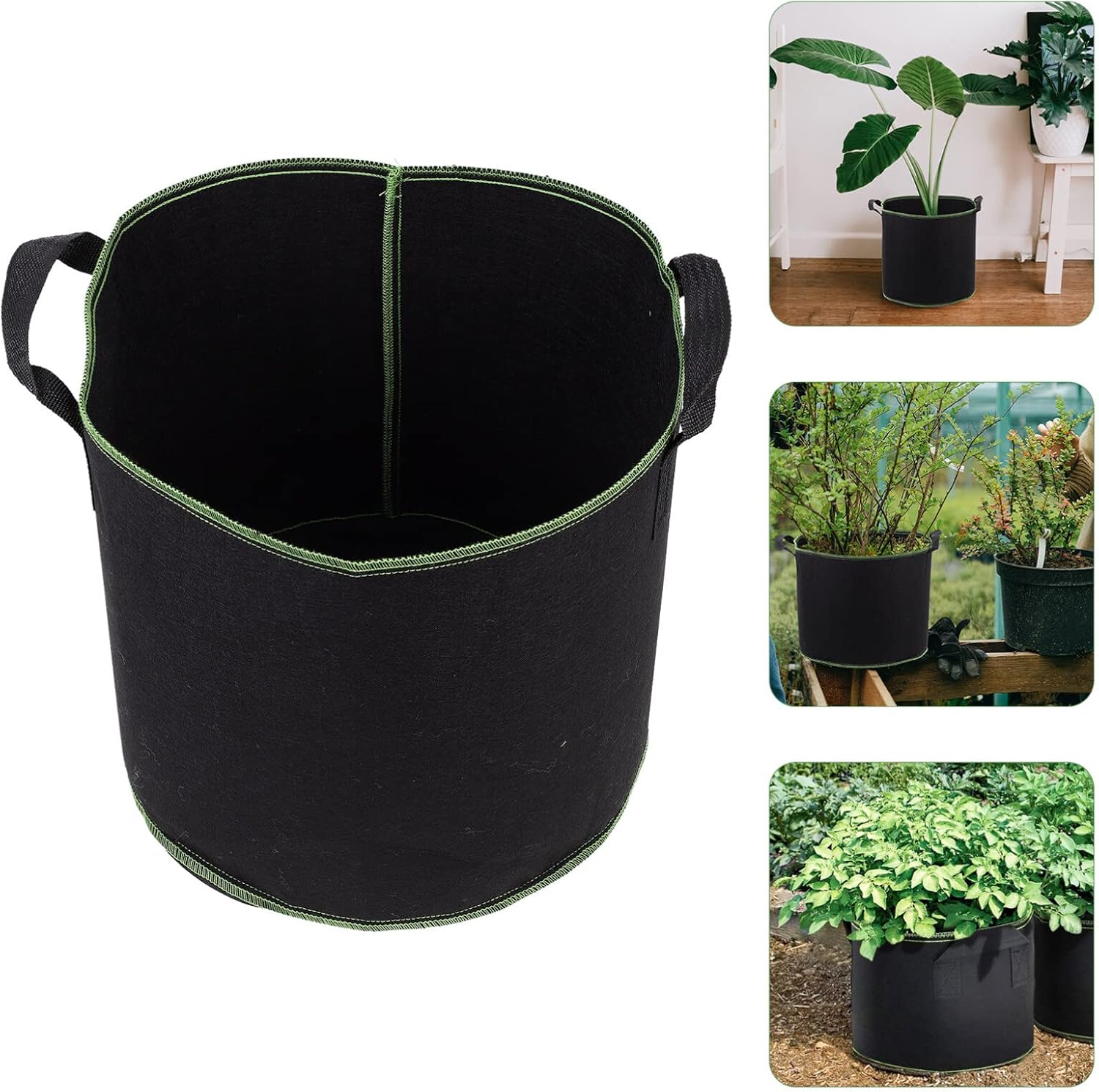 Tofficu 5 pcs Non Woven Breathable Plant Nursery Bags Ideal Vegetable Growing Plant Grow Bags Gardening