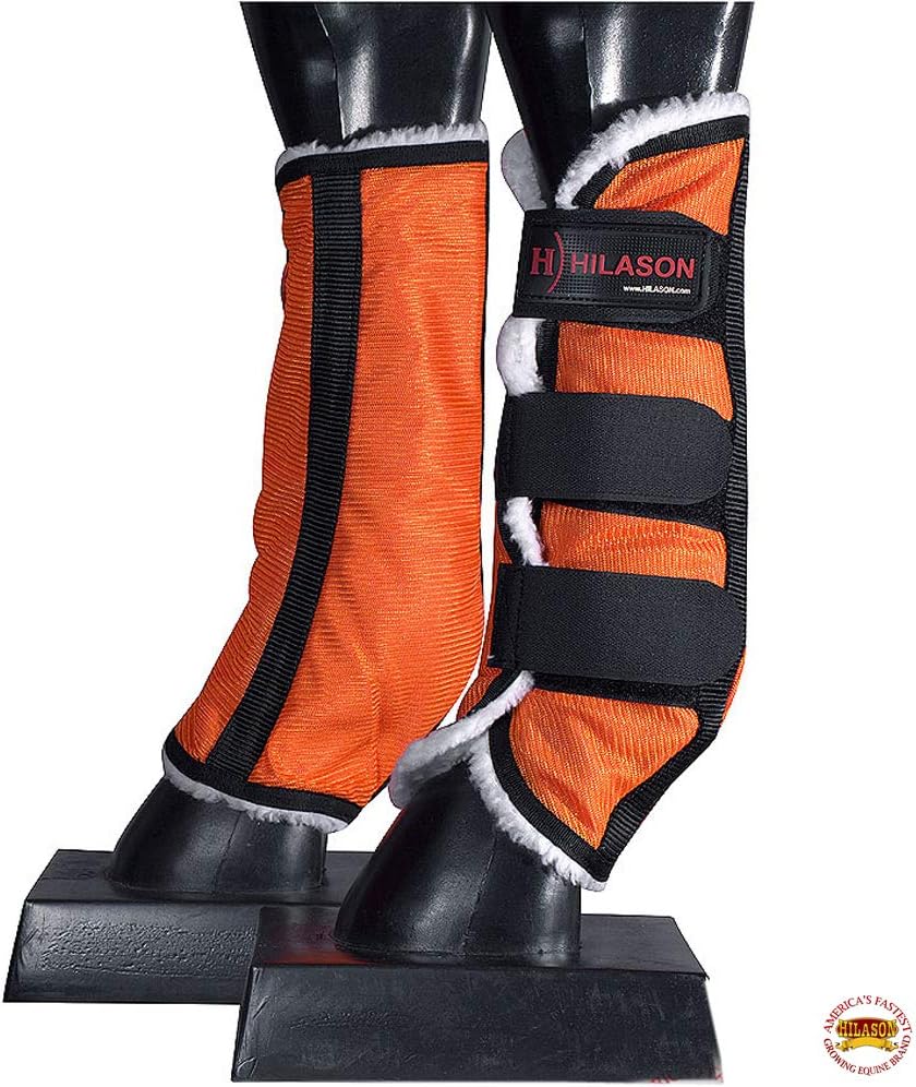 Hilason Western Horse Fly Boots W/Fleece Uv Protection Insects Orange