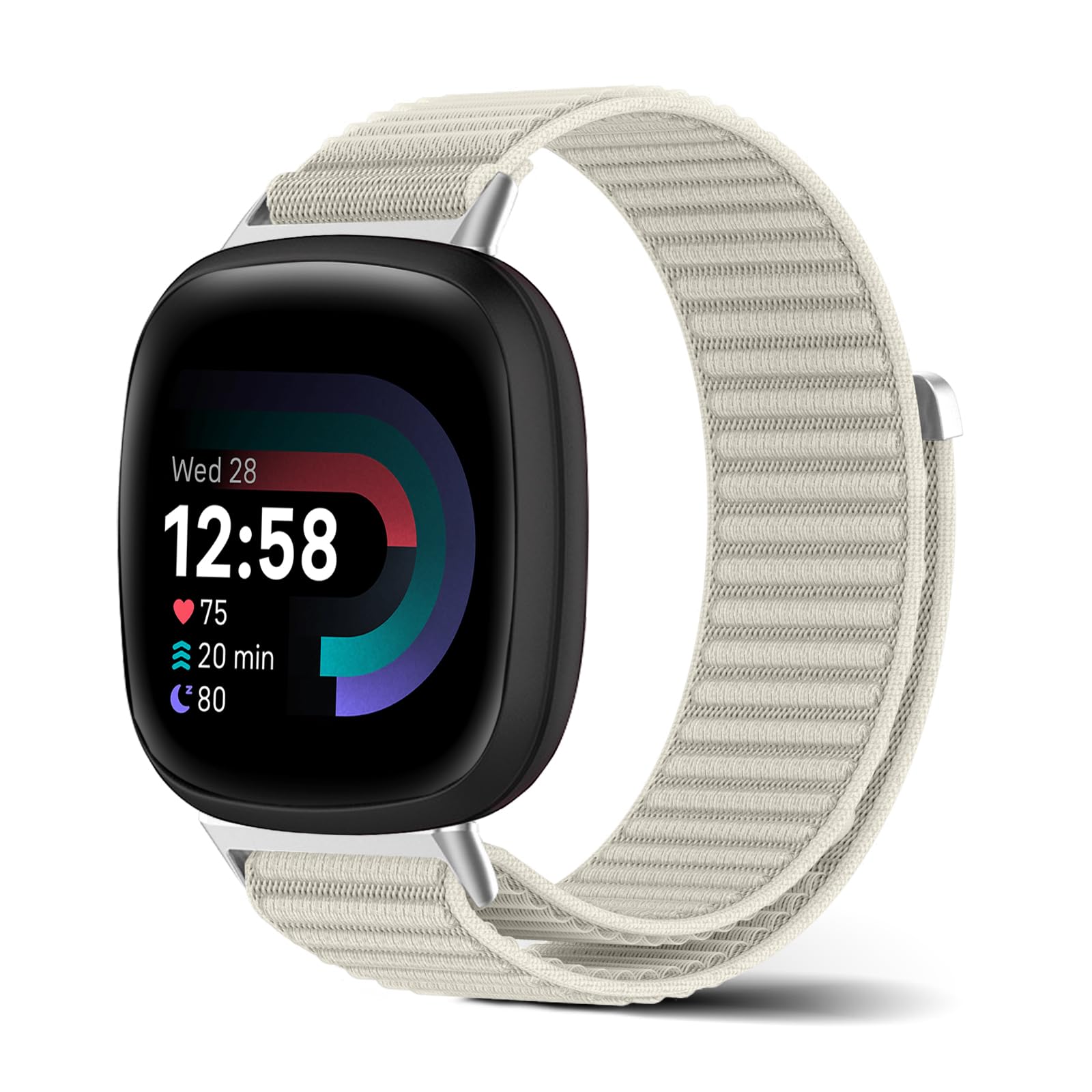 SeGinn Nylon Armband Kompatibel mit Fitbit Versa 4 / Versa 3 | Weiches Atmungsaktives Verstellbares Ersatzarmband, Klettverschluss Sport Uhrenarmband für Fitbit Sense2/Sense