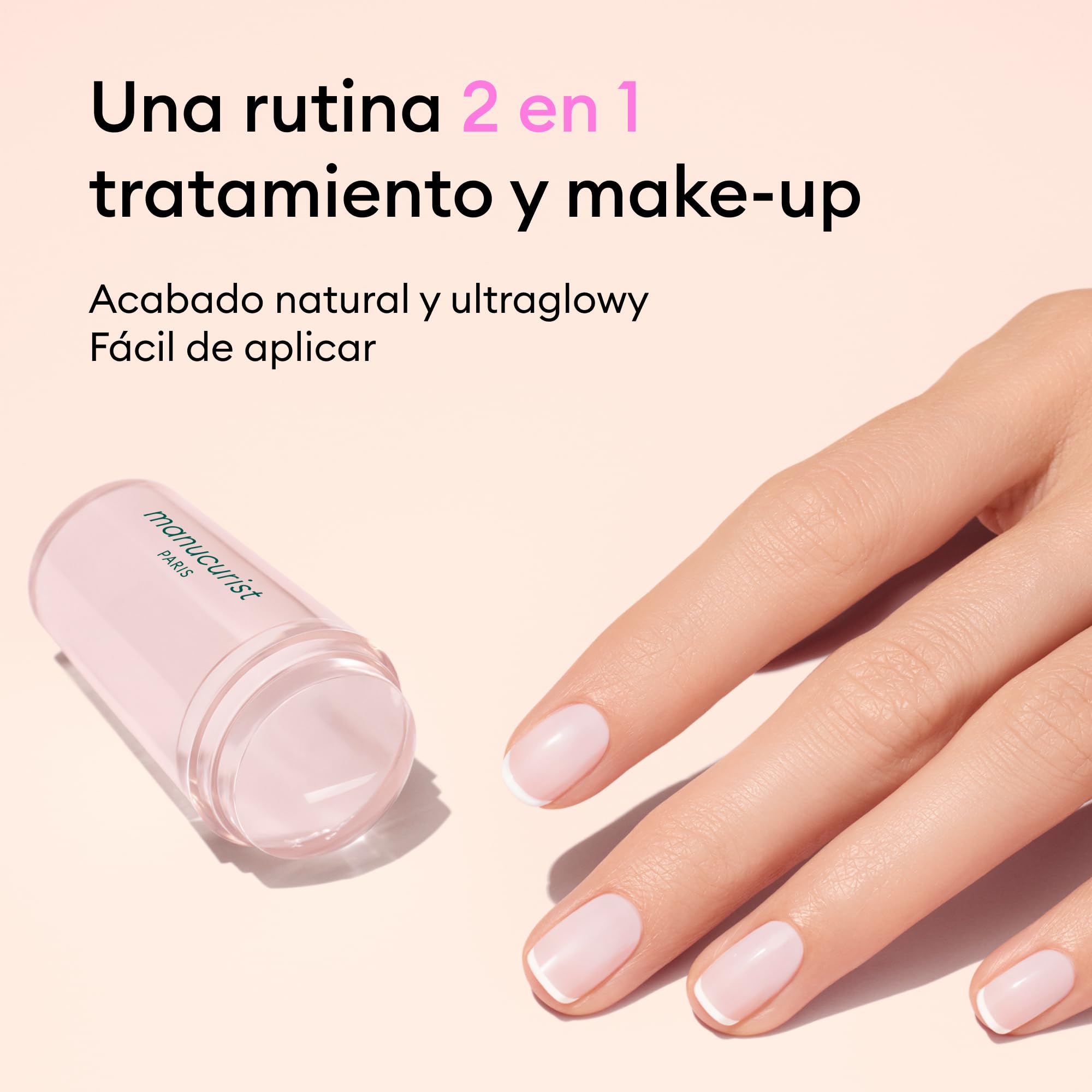 Manucurist – Set Active French Manicure Routine – Endurecedor de Uñas Active™ Glow Raspberry, Esmalte de Uñas Green™ Crème Tamaño Viaje, Mani Stamper y Top Coat Sunshine Efecto Gel – Kit de Manicura F