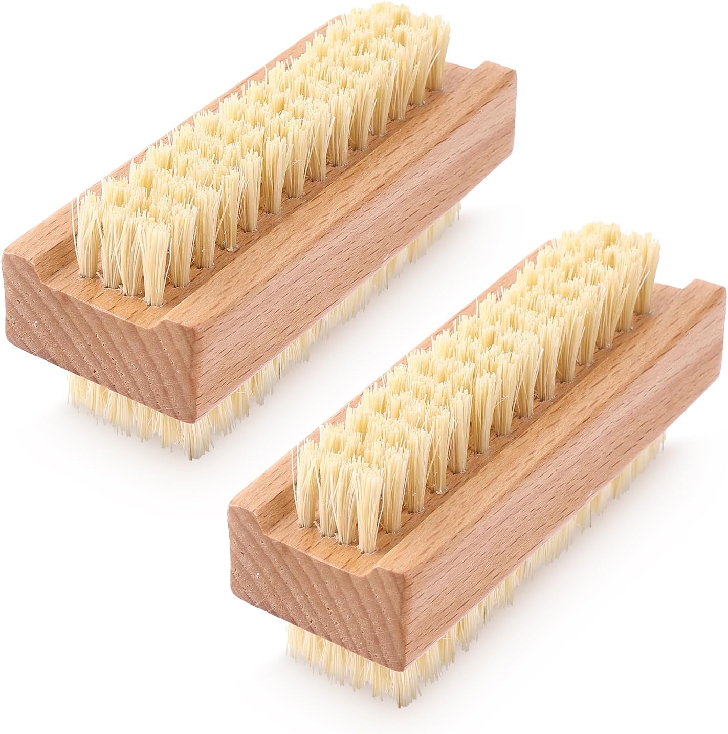 Amaxiu 2 Pcs Wooden Firm Nail Brushes, Wood Double Sided Nail Scrub
