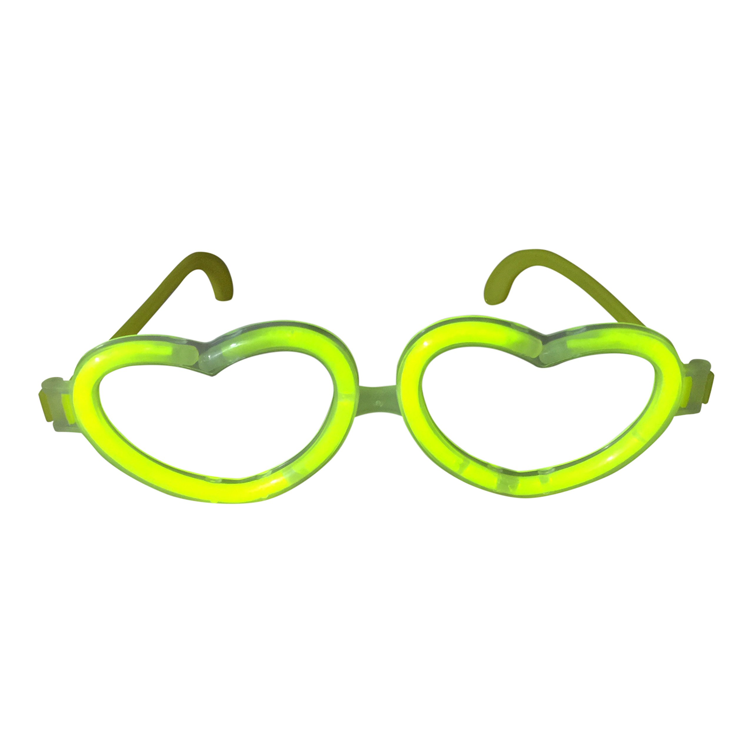 Glow in the Dark Heart Glasses (96 pack, yellow)