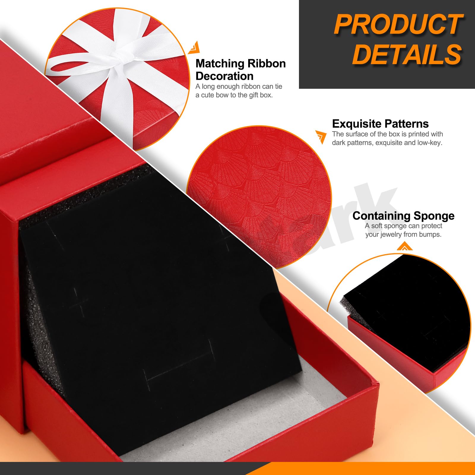 12Pcs Red Cardboard Jewelry Gift Boxes Set - 3.5x3.5x1.2 Inch, With Satin Ribbon & Scissors, For Necklaces, Rings, Earrings - View #8