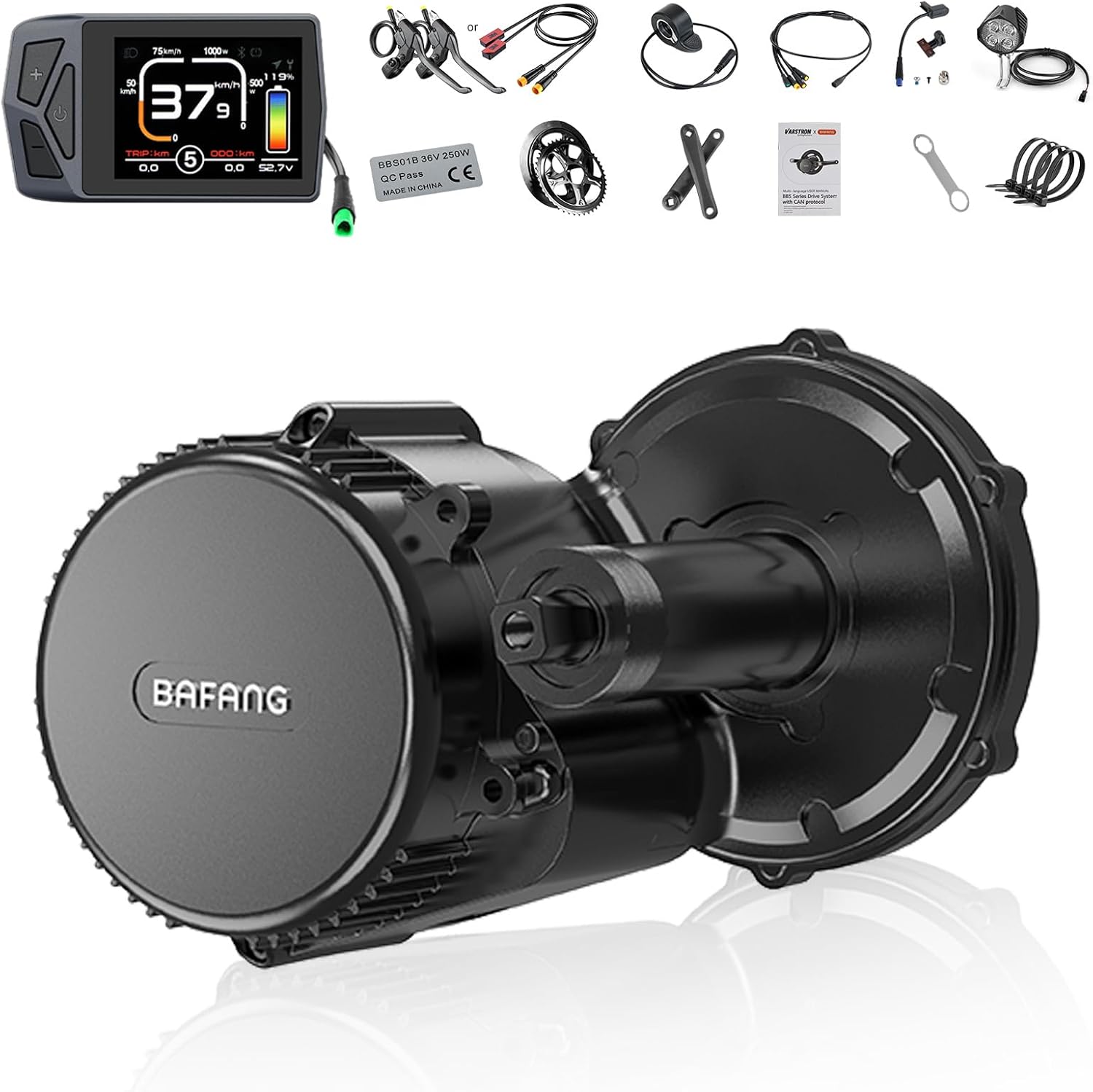 BAFANG 48V 750W Mid Drive Kit - BBS02B CAN Bus Electric Bike Conversion Kit with Display Ebike Conversion Kit Mid Drive Motor with 44T Chainwheel for Mountain Bike Road Bicycle