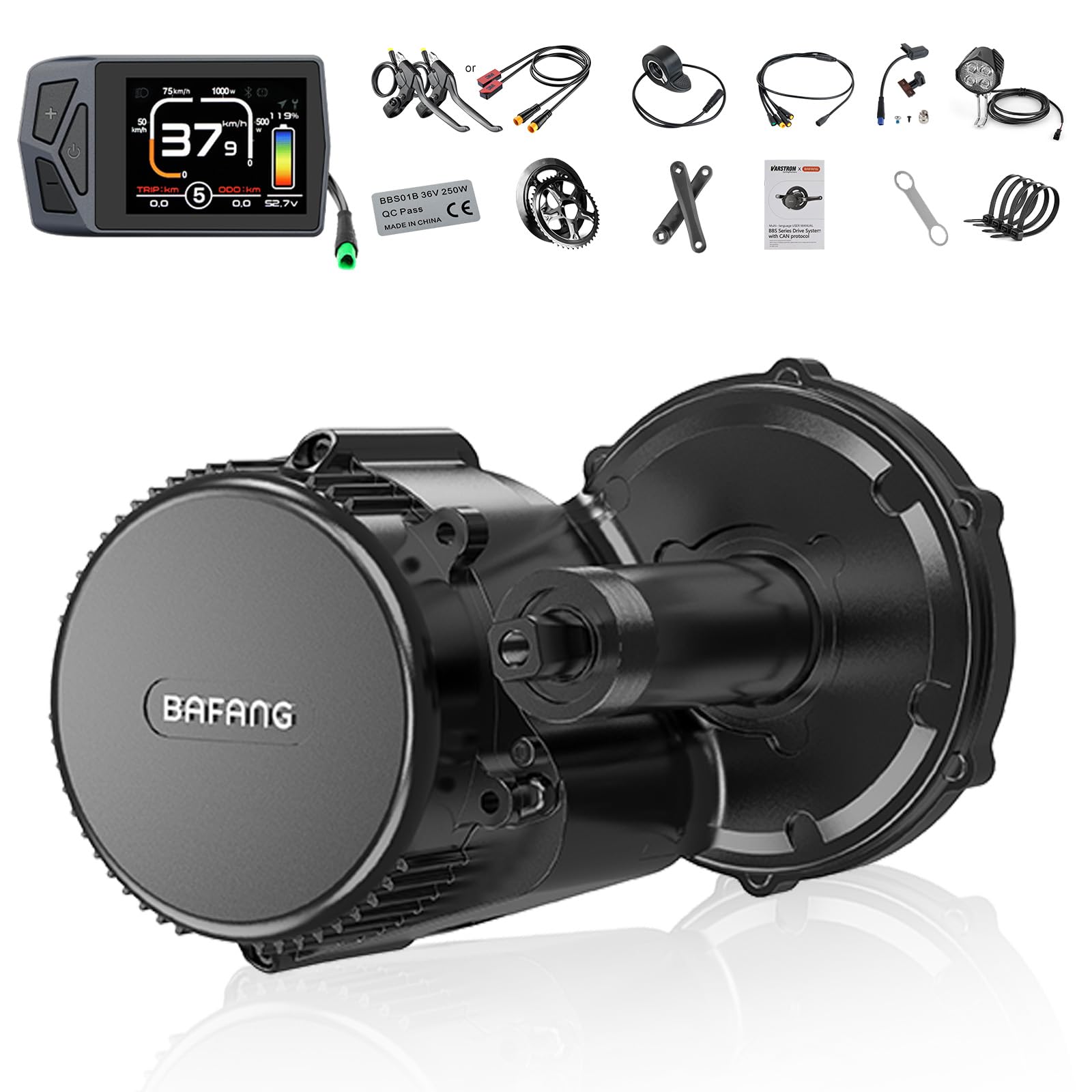 BAFANG 48V 750W Mid Drive Kit - BBS02B CAN Bus Electric Bike Conversion Kit with Display Ebike Conversion Kit Mid Drive Motor with 44T Chainwheel for