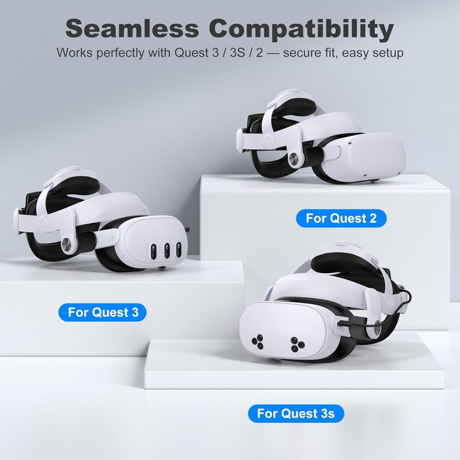 Battery Head Strap for Meta Quest 3/Quest 3S/Quest 2, with Magnetic Hot-Swappable & Detachable 6700mAh Battery Pack, Extends 2–3H Playtime, Comfortable VR Headset Strap for Oculus - MQ4000 - Image 2