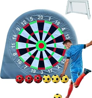 SAYOK Diana hinchable de fútbol, juego de dardos gigante con bomba y 6 pelotas de fútbol, juego de carnaval y portería para fiestas al aire libre en el jardín