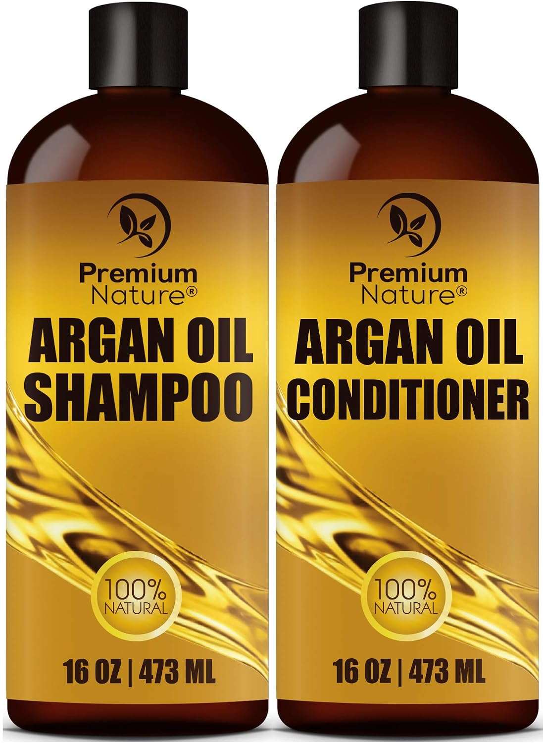 Argan Oil Shampoo and Conditioner Set - Sulfate Free All Natural Hair Repair Treatment, Clarifying Volumizing & Moisturizing, Color Safe, Gentle for Curly & Color Treated Hair (2x 16oz)
