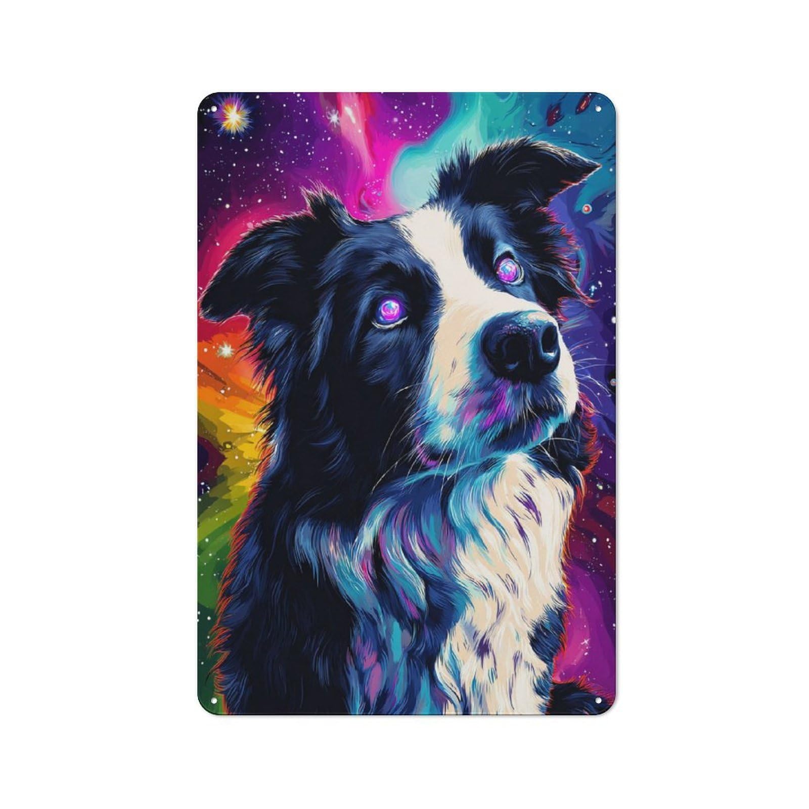Junmoney Galactic Pup Cosmic Canine Art Retro Tin Sign 30X20cm For Dining Room Or Kitchen, Suited To Kitchen Wall Decor Lovers