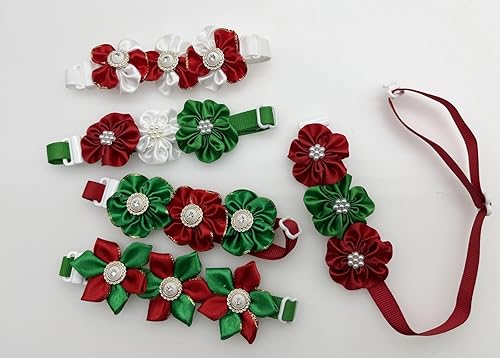 Miniatura 3 de Hixixi 15 piezas de corbatín de Navidad para perro, gato, cachorro, corbatín de flores, collares para festivales de Navidad, accesorios de aseo para