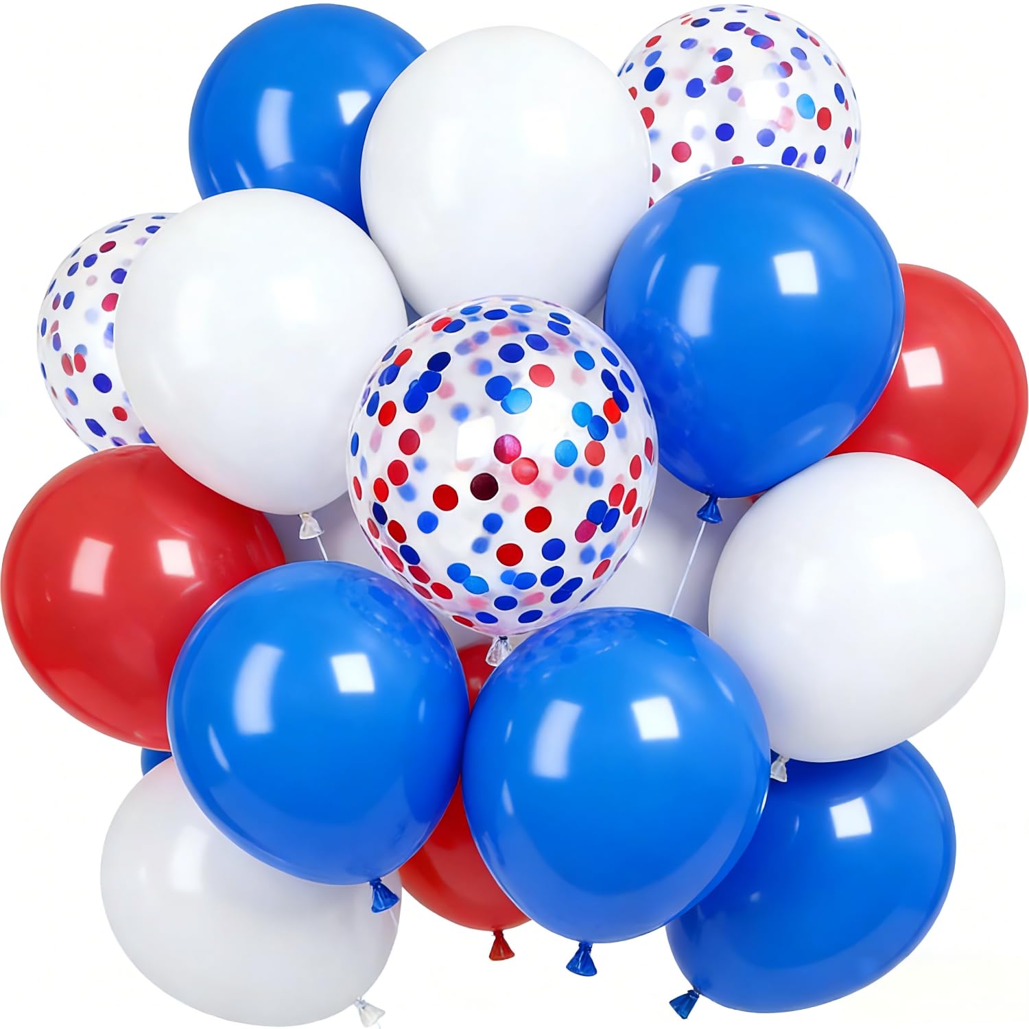 12inch 50pcs Red Navy Blue and White Latex Balloons,Red Blue and White Confetti Balloons for Independence Day,July 4th Party,Memorial Day,Veterans Day,Party Decoration