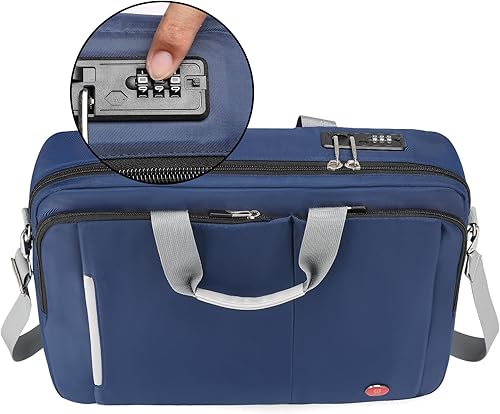 Miniatura 8 de Omnpak Bolsa para laptop de 17.3 pulgadas, maletín para laptop con cerradura combinada, bolsa de oficina de negocios antirrobo, bolsas de satchel