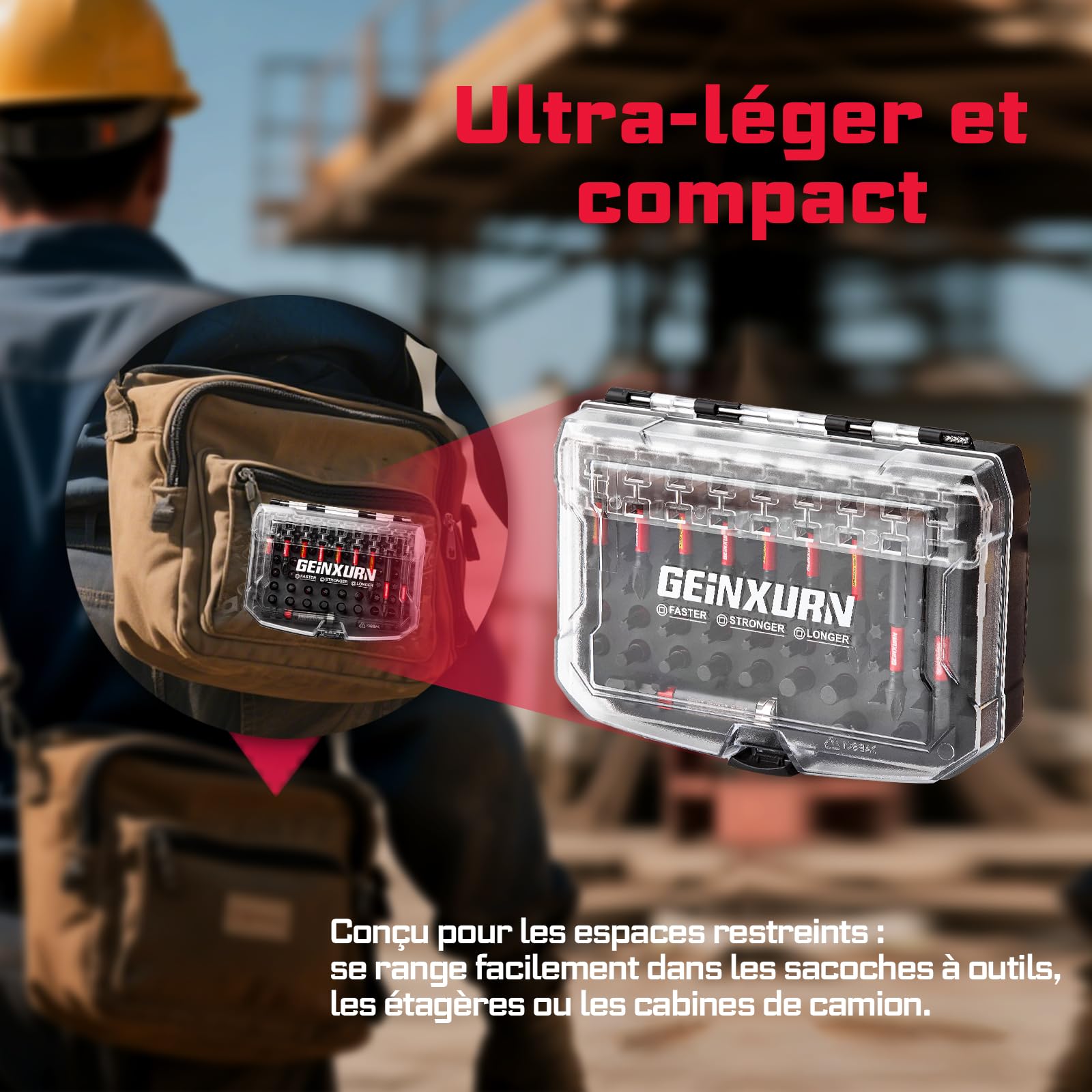 GEINXURN 83 Pièces Coffret d’embouts de Tournevis en Acier S2 Magnétique Torx/Phillips/Pozidriv/Plat/Hex Embouts de Vissage, Porte-embout, Adaptateur de Douille avec Boîte de Rangement Noire