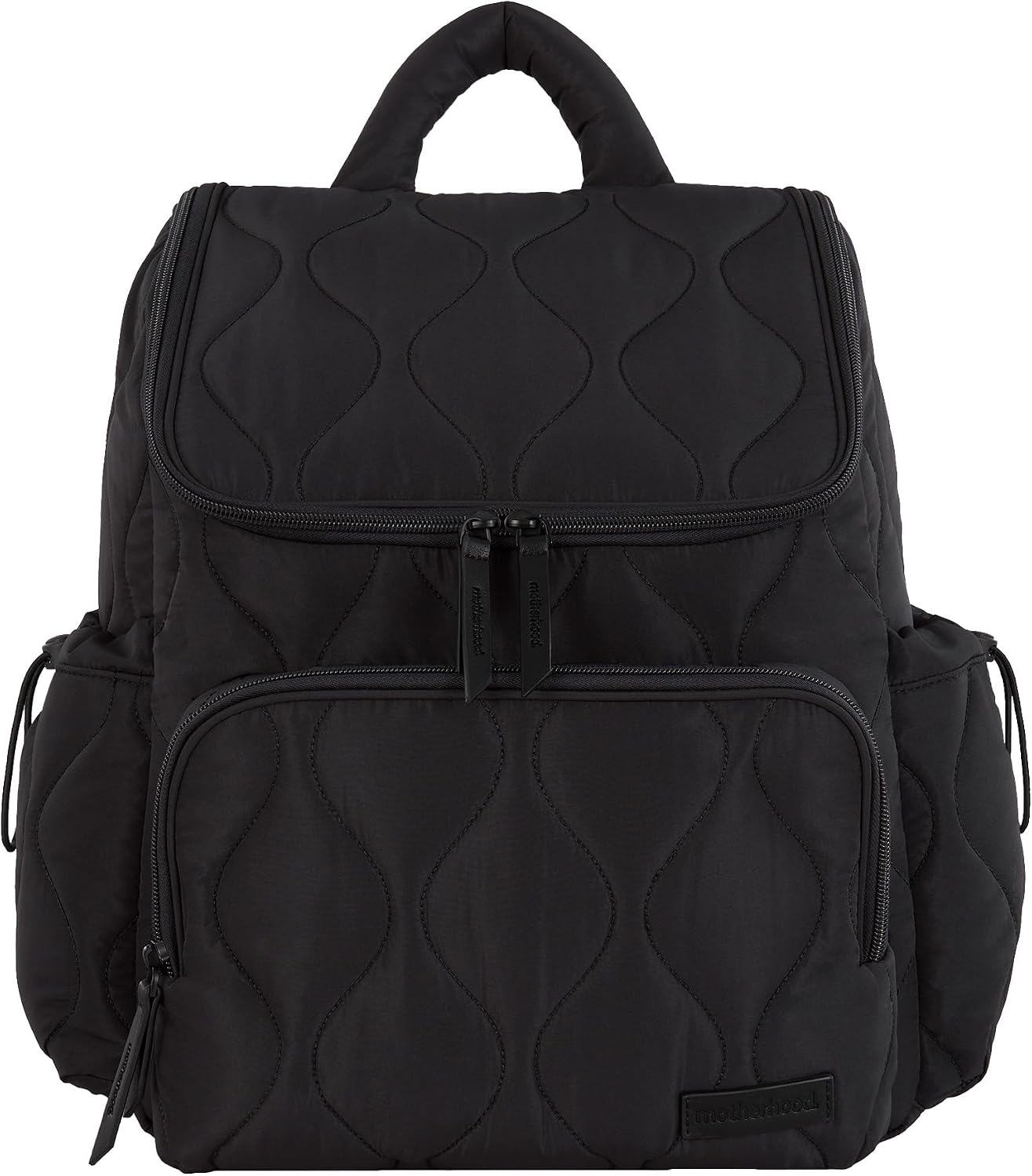 Motherhood Quilted Backpack Diaper Bag Diaper Backpack - Large Capacity Baby Bag for Travel, Waterproof with Insulated Pockets & Changing Pad & Stroller Straps, Black