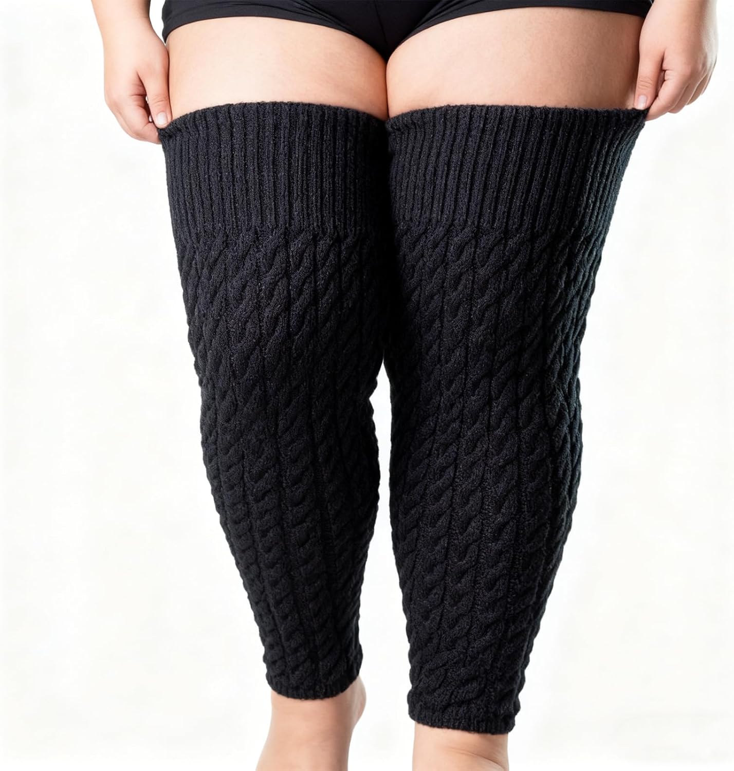 LALIFIT Women's Winter Fleece Lined Leg Warmers Cable Knit Leg Sleeve Long Footless Socks - Image 2