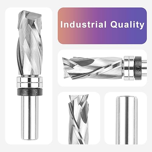 Miniatura 3 de SpeTool Broca de enrutador de corte en espiral de compresión de 14 de pulgada de diámetro de corte de 12 pulgada de diámetro inferior, broca de