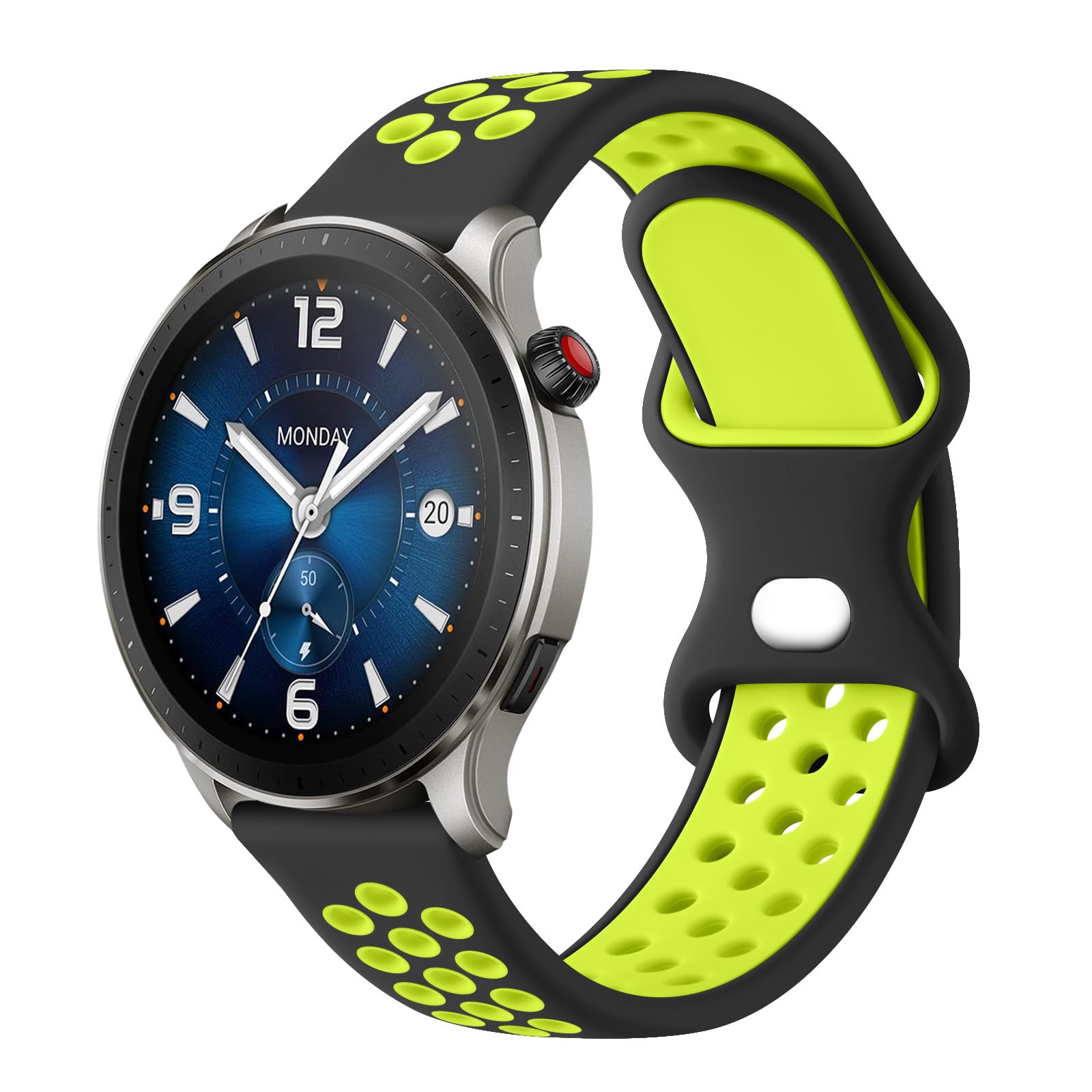 YLK 22mm Correa Compatible con Amazfit Bip 5/Amazfit GTR 4/GTR 3/GTR 2/GTR 3 Pro Mujer Hombre, Doble Color Silicona Correa, Negro Verde