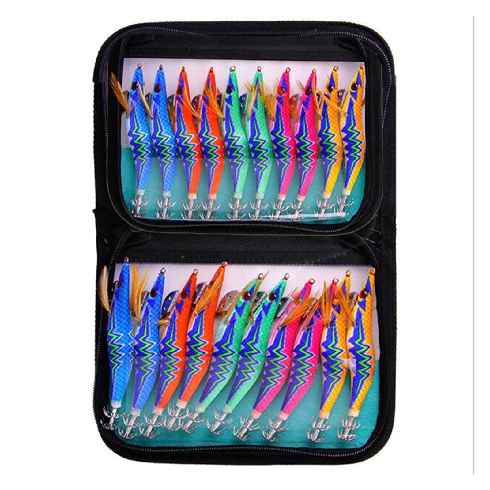 XILILHC 10 Pezzi/Borsa 3# 3.5# Squid jig Pesca gamberetti in Legno Esca Calamari seppie jig egi Bait Gamberi Luminosi in Legno Fluorescente