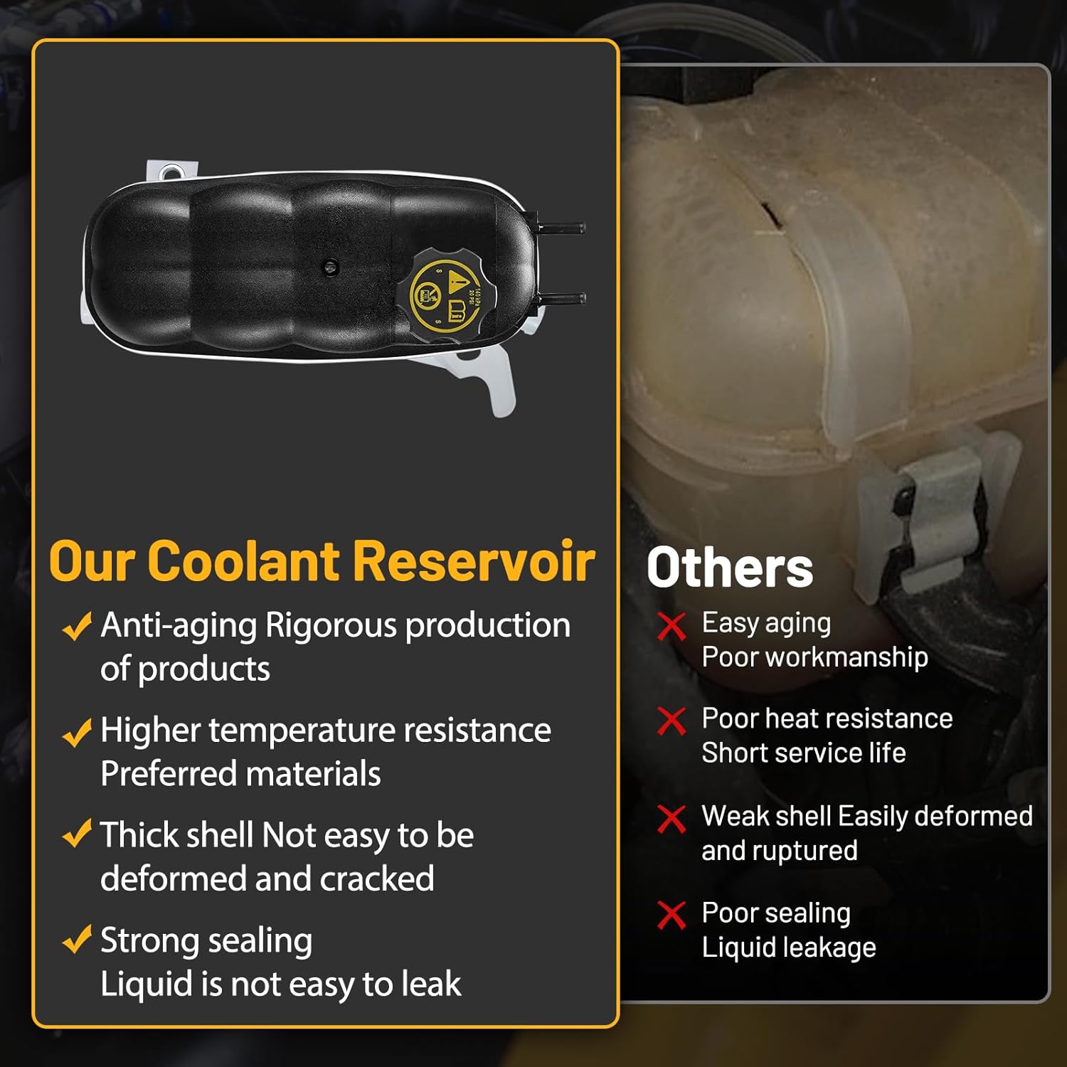 Coolant Reservoir Tank 603-973 Compatible with GMC Sierra 1500 Yukon Compatible with Cadillac Escalade ESV Chevy Silverado 1500 Suburban Tahoe Coolant Radiator Reservoir Tank Replace 22856231