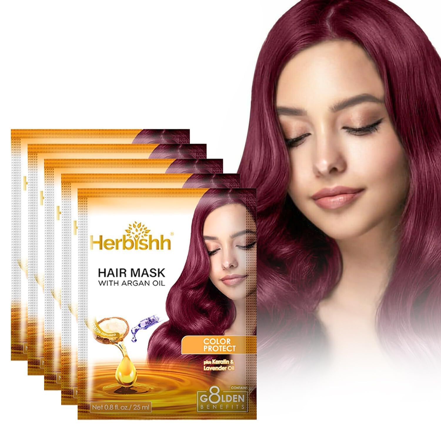 Herbishh Argan Hair Mask - Deep Conditioning & Hydration 25ml x 5 Pouches for Healthier, Nourished Hair | No Sulphates, No Parabens | Travel-Friendly Pack-image-26