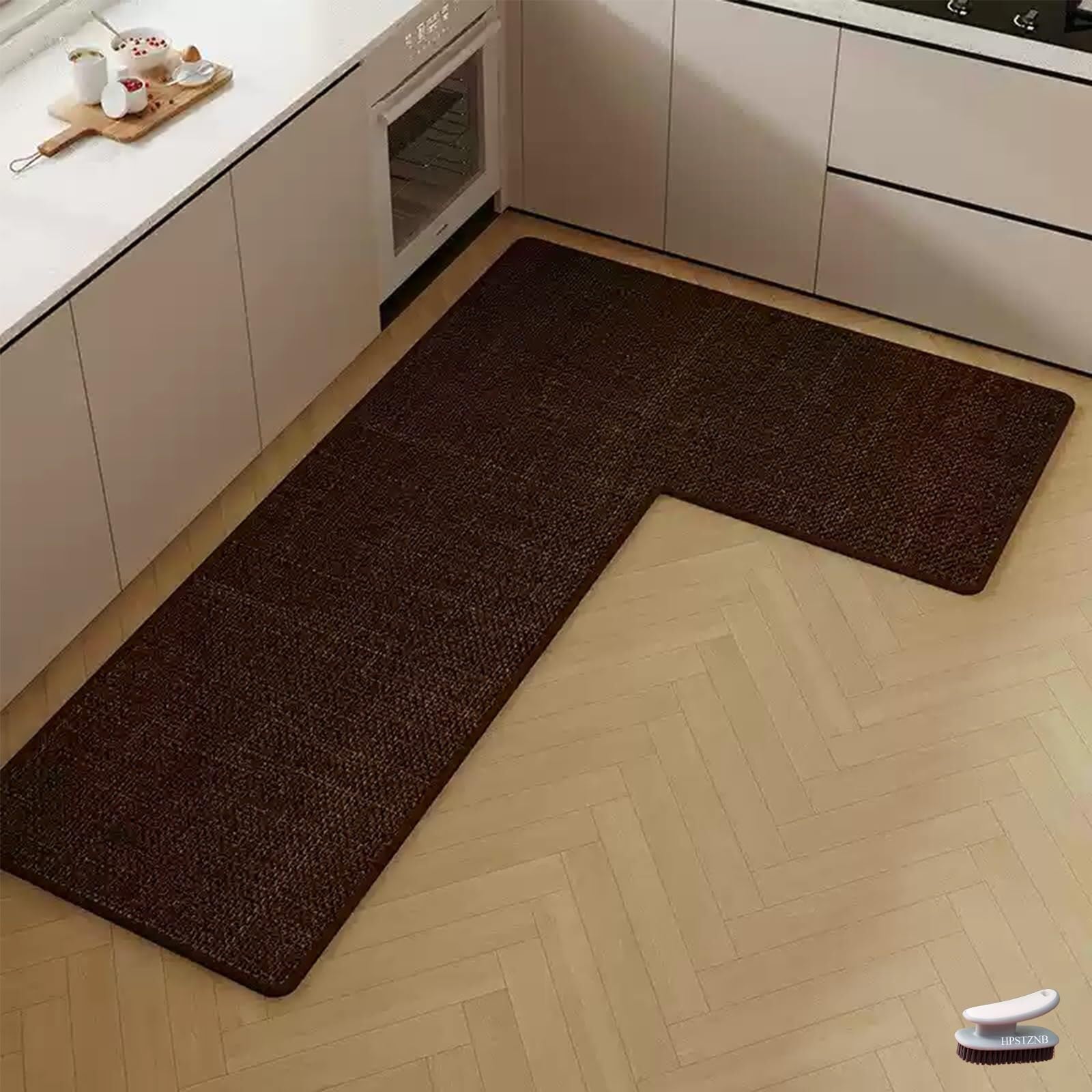 Kitchen Mats for Floor, L Shaped Kitchen Corner Rug Floor Mats Non Slip Area Washable, L-Shaped Rugs Super Absorbent Mat Kitchen Floor Anti-Slip