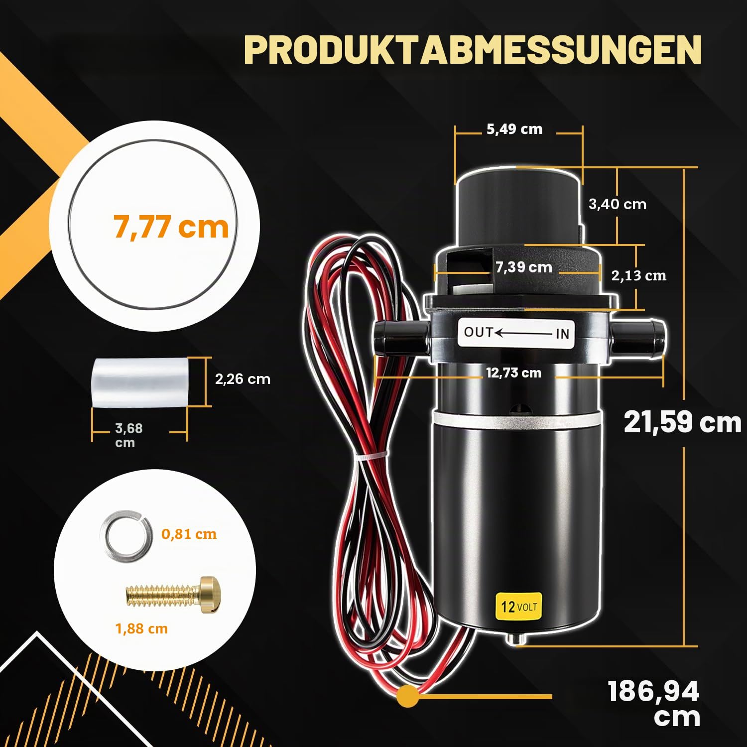 Ersatz für 37041-0010 Marine WC Zerkleinerer Sub-Montagesatz, Marine WC Ersatzmotorpumpen-Set 12 Volt passend für Modelle 37010-0000, 37010-1000, 37010-0090 und 37010-1090