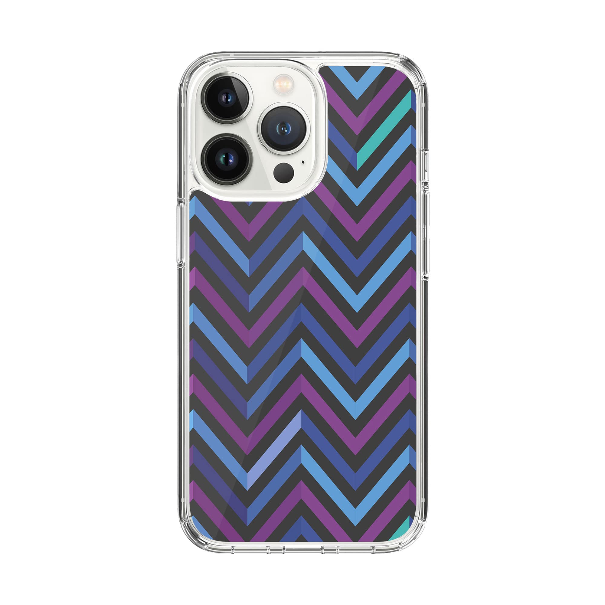 Stylizedd Classic Clear Compatible With iPhone 15 Pro, Hybrid Soft Case Flexible Edges Anti Drop TPU PC Gel Thin Transparent Cover - Deep Chevron Full Print