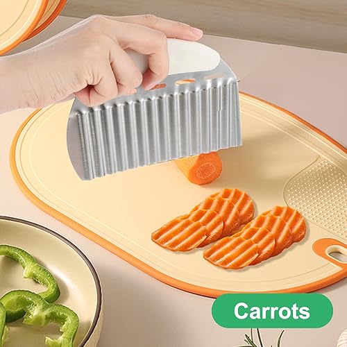 Miniatura 7 de 2 piezas de cortador de arrugas grande para papas fritas francesas, cortador ondulado de alta resistencia, cortador de chips de acero inoxidable,