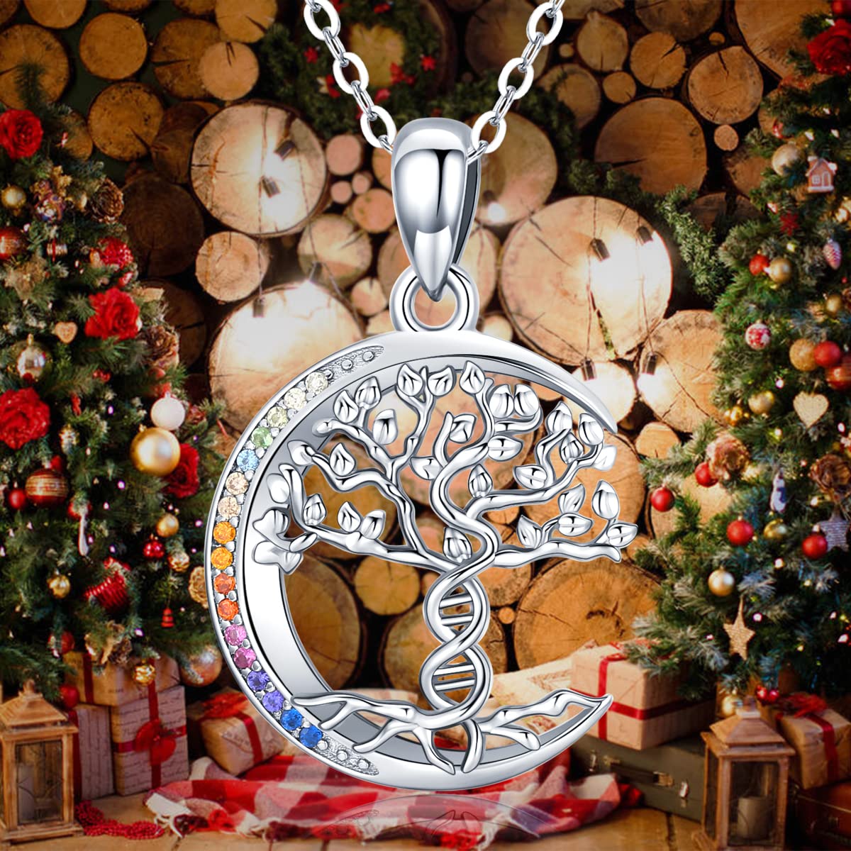 Collana albero della vita per donna, collana Cristallo albero della vita in argento sterling 925, regali gioielli ciondolo albero genealogico per donna madre