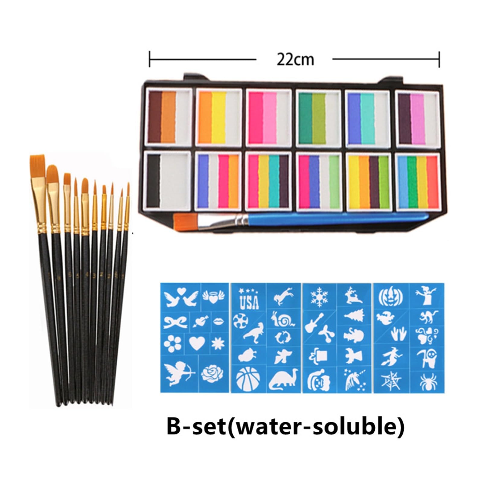 paleta de pintura corporal Juego de pintura facial y corporal de malla de 12 piezas(B set(water-soluble)