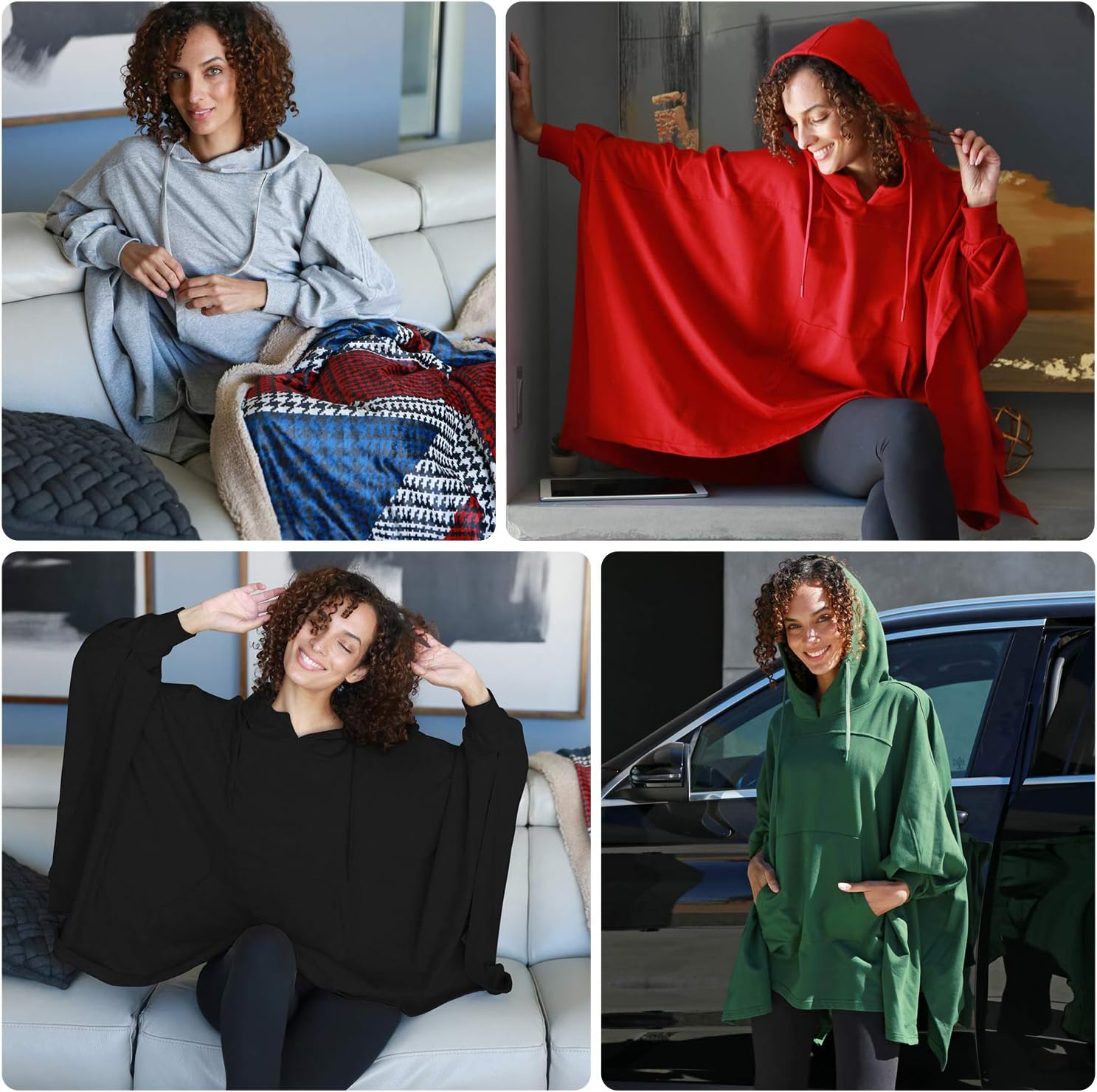 Catalonia Oversized Hoodie Sweatshirt Poncho, Casual Hoodie Cape, Batwing Coat Pullover Blanket for Adults Women Men - Image 6