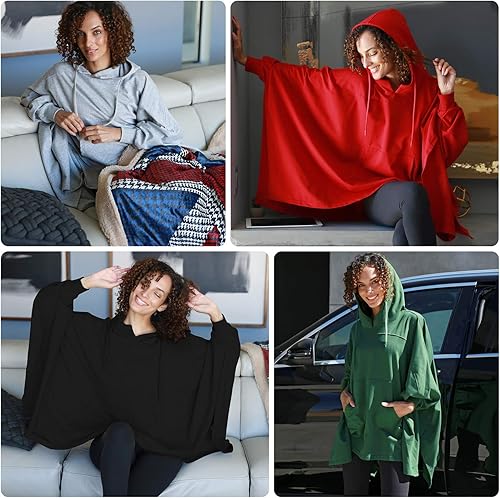 Miniatura 6 de Catalonia Sudadera con capucha de gran tamaño, capa casual con capucha, abrigo de murciélago, manta para adultos, mujeres y hombres
