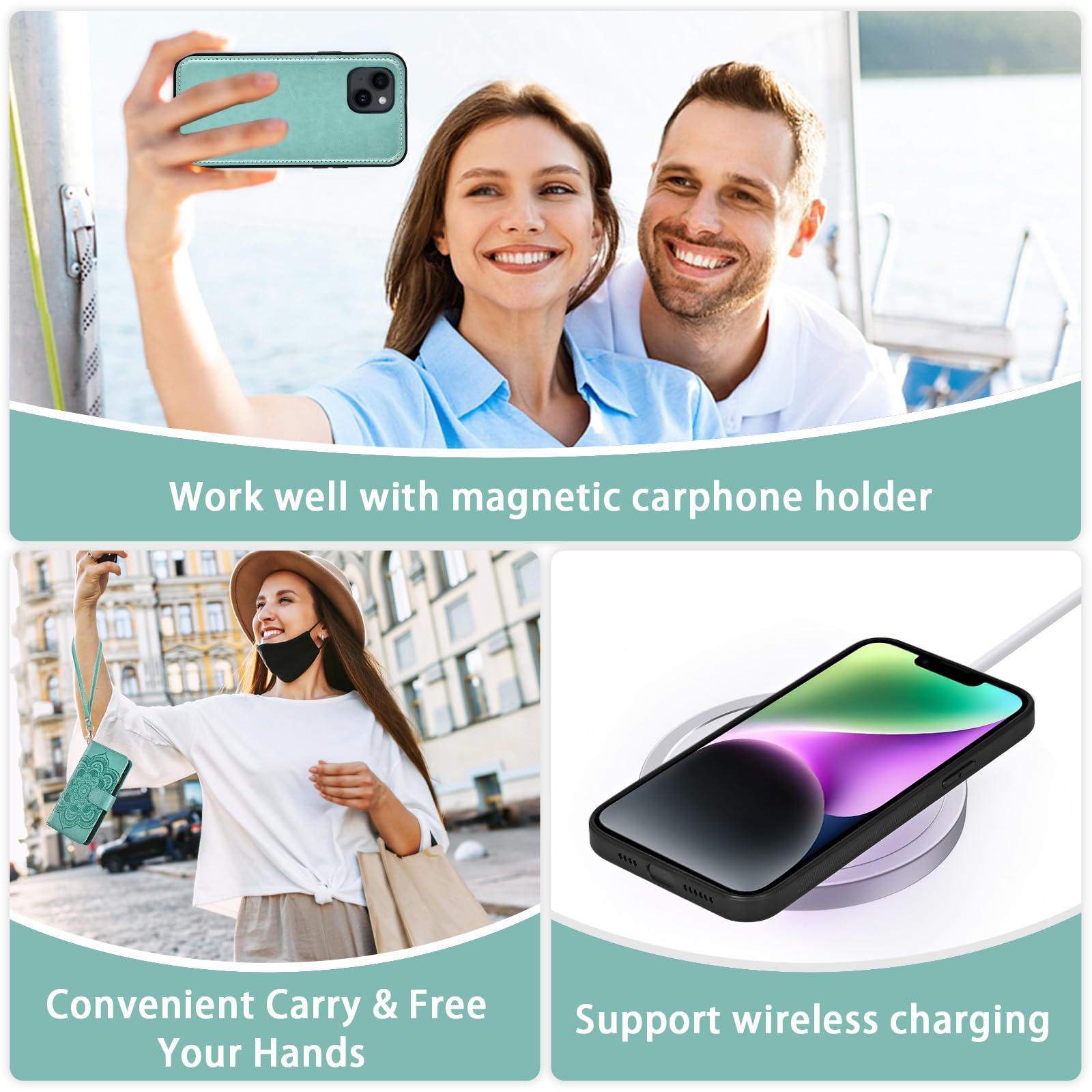 Asuwish Custodia per iPhone 14 da 6,1 pollici con cerniera a portafoglio magnetico con protezione dello schermo in vetro temperato Crossbody cordino cordino fiore titolare della carta iPhone14 5G i